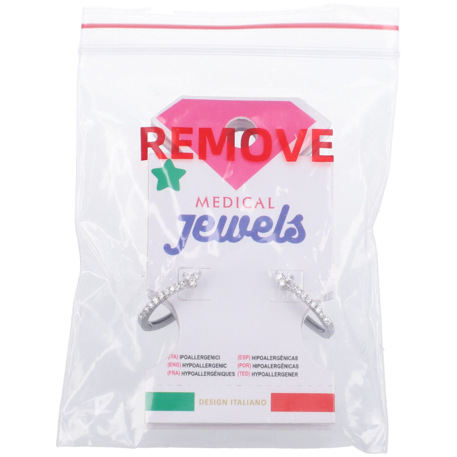 447 Orecchini Definitivi Medical Jewels Cerchio Con Trifoglio Geometrico