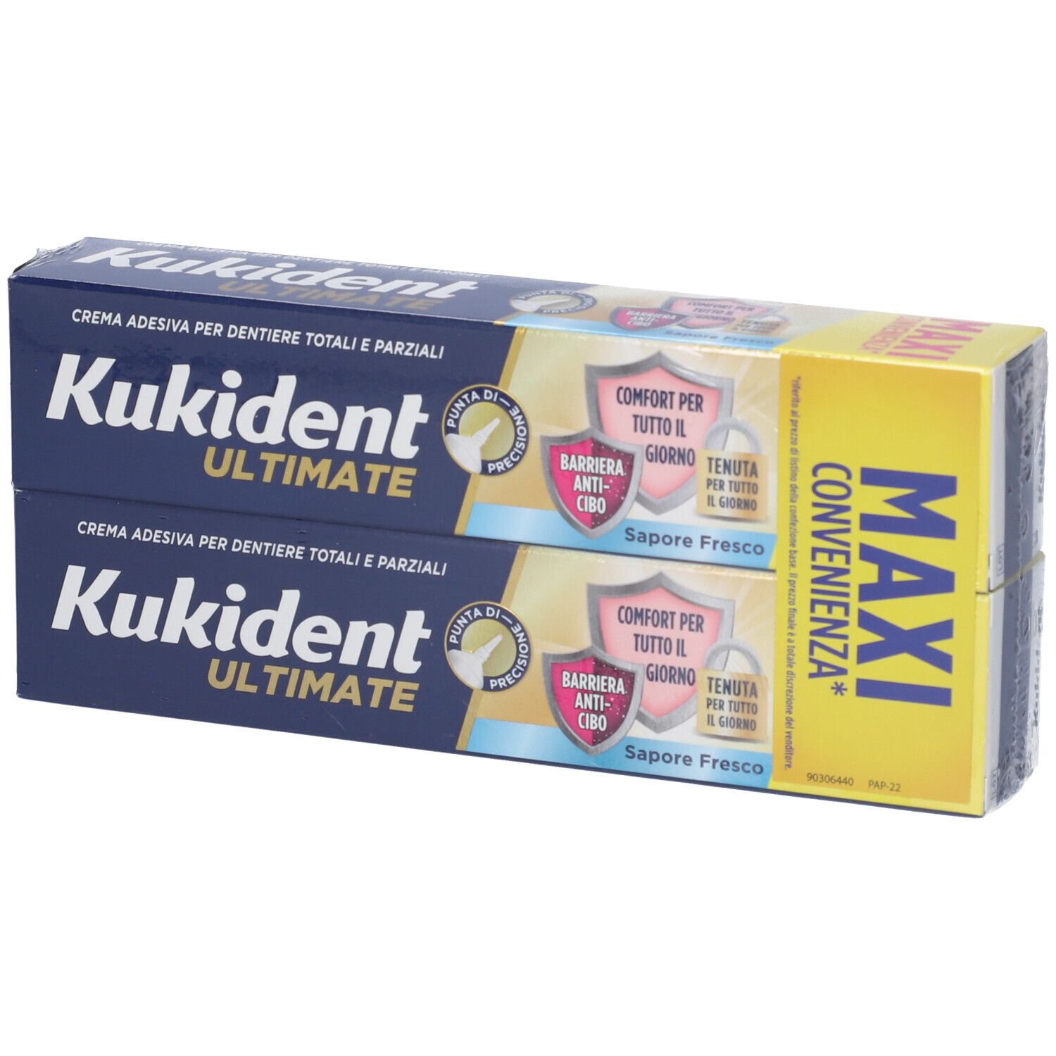 Kukident Ultimate Barriera Anti-cibo Crema Adesiva Sapore Fresco Bi-Pack