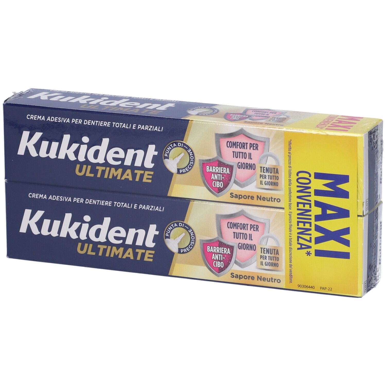 Kukident Ultimate Crema Adesiva Protesi Dentali Gusto Neutro Double Pack