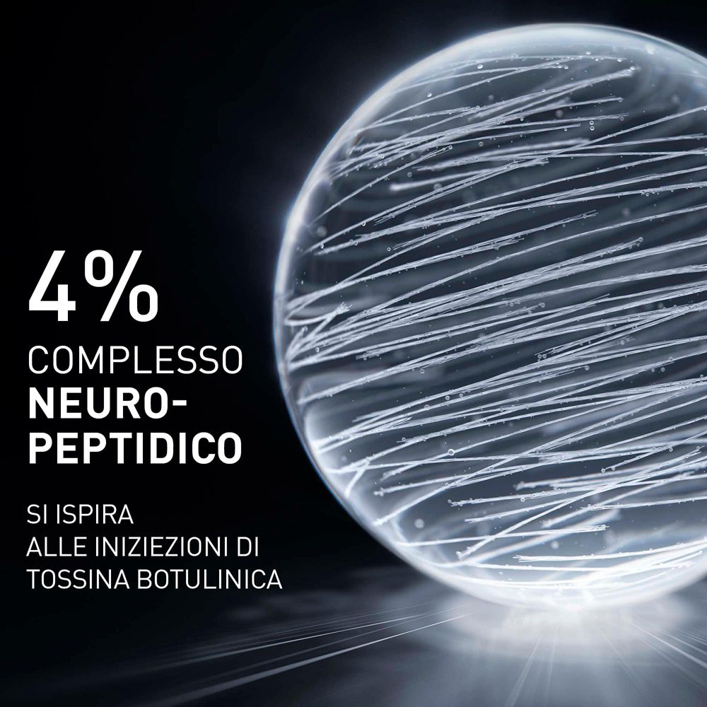 4% Neuro-Peptid-Komplex. Text in italienischer Sprache. Abbildung einer Kugel mit Linien.