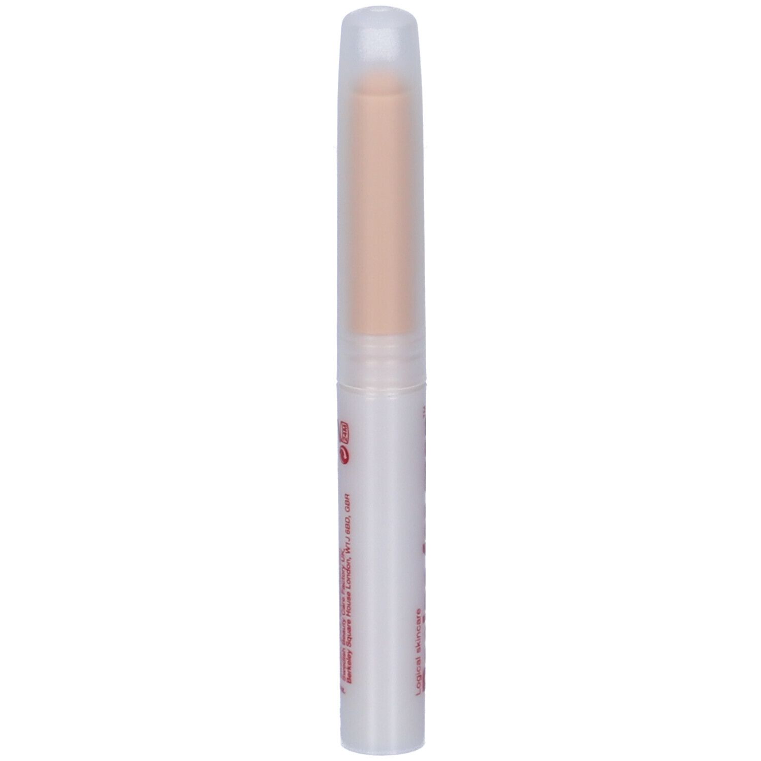 Correttore beige, involucro trasparente. Scritta rossa: Recipe for men.