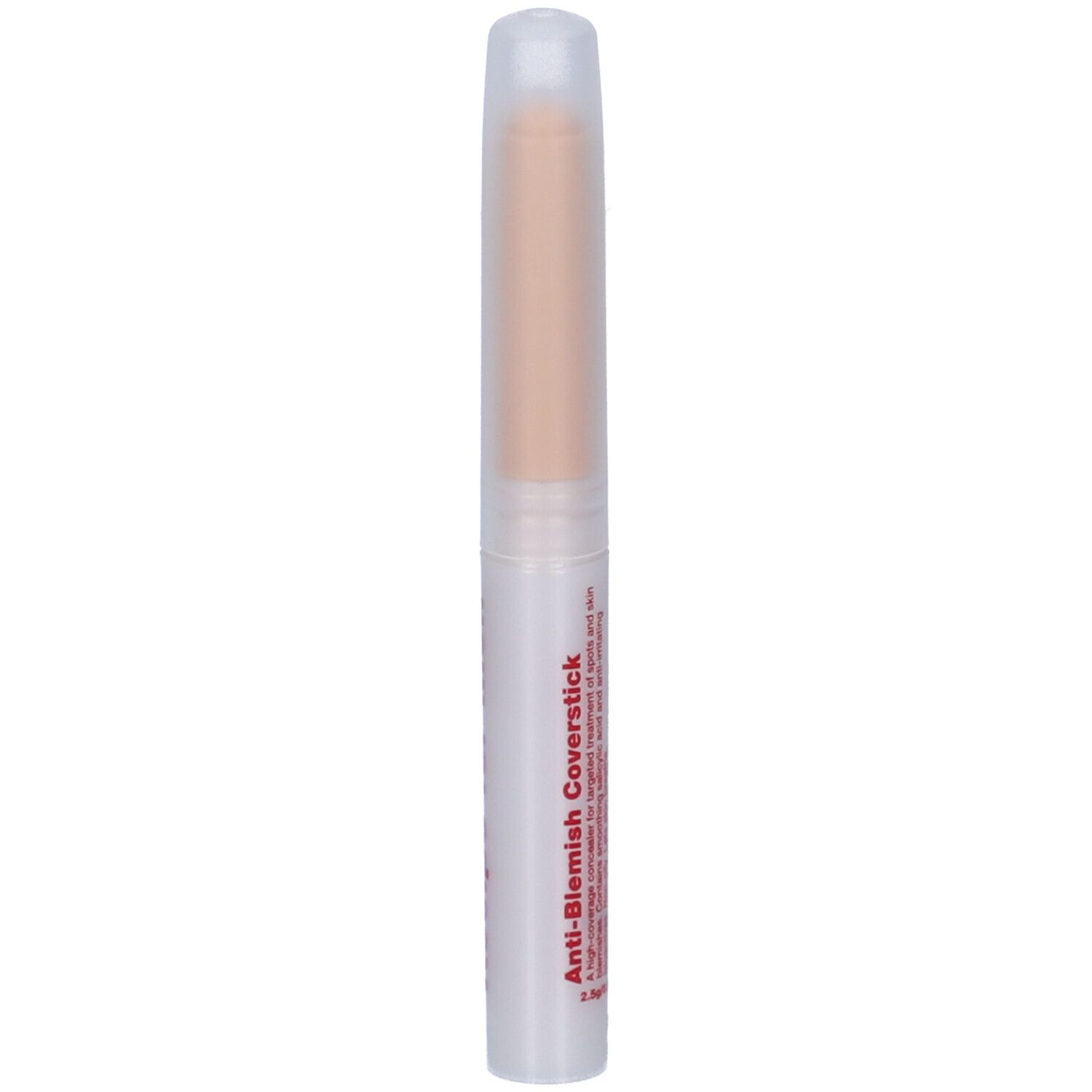 Correttore beige, involucro trasparente. Scritta rossa: Recipe for men.