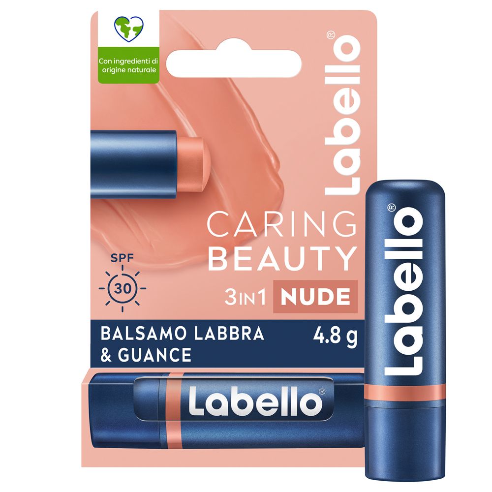 Labello Caring Beauty Lip & Cheek Nude SPF30 4.8 g, Burrocacao labbra e guance colorato nude