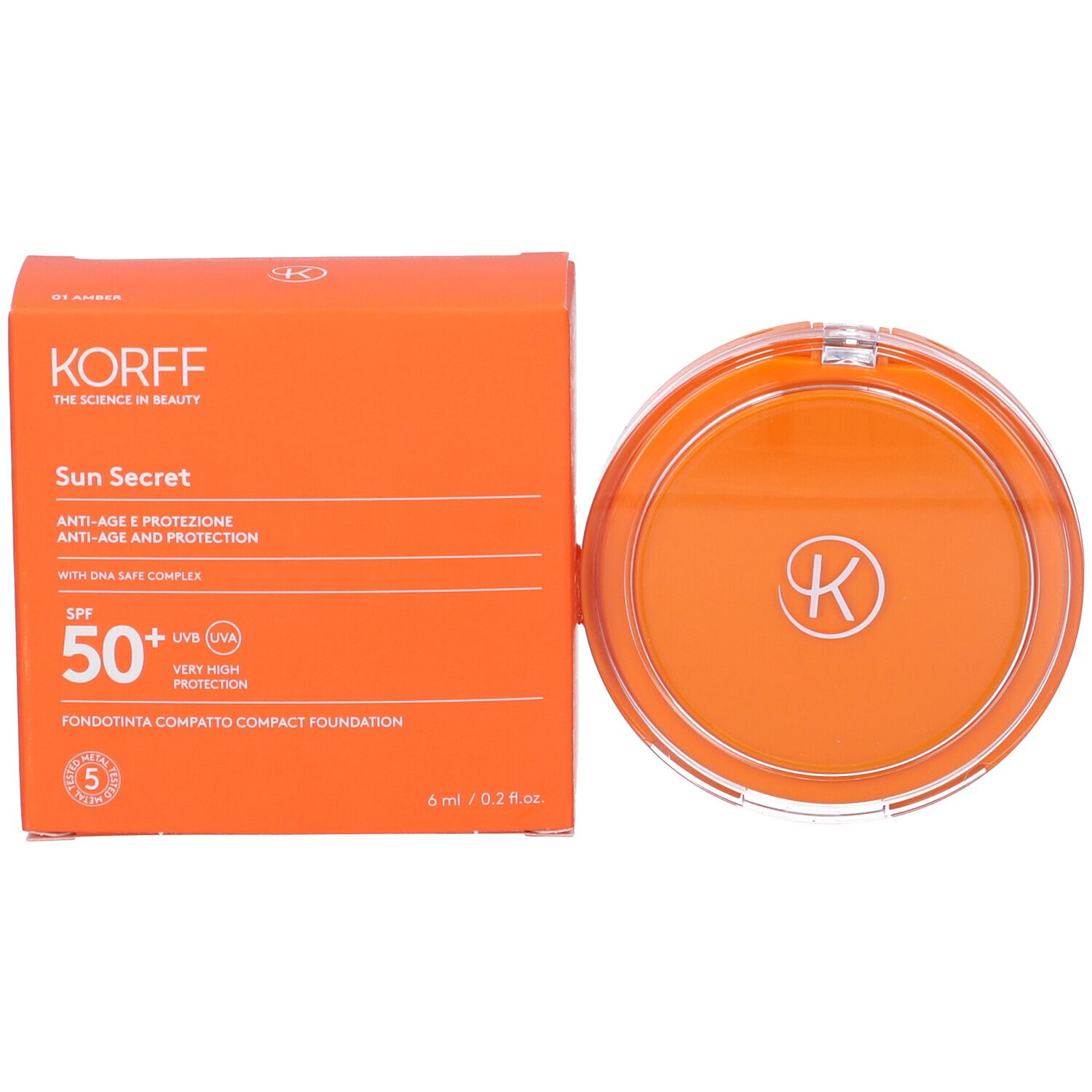 Korff Sun Secret Fondotinta Compatto Solare SPF50+ Tonalità 01 Amber