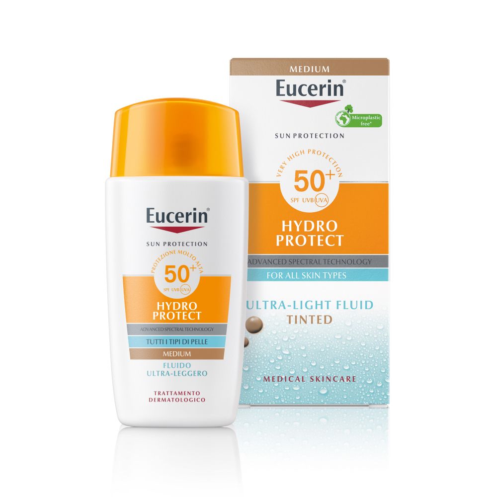 Eucerin Hydro Protect Fluido Ultra-Leggero Colorato Spf50+ Tonalità Media 50 Ml Bambino