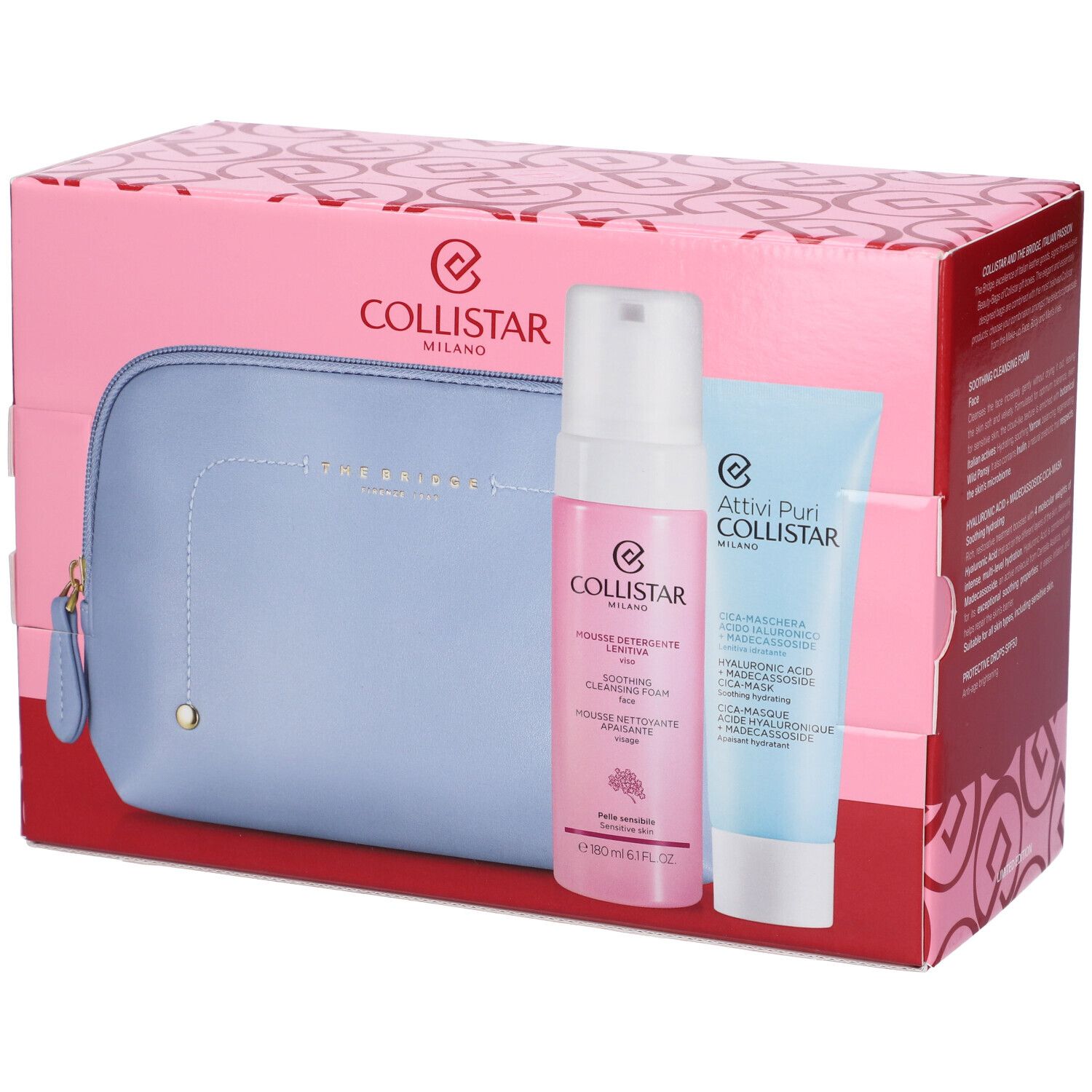 Collistar Cofanetto Cica-Maschera Acido Ialuronico + Mousse Detergente Lenitiva con Pochette The Bridge in Omaggio
