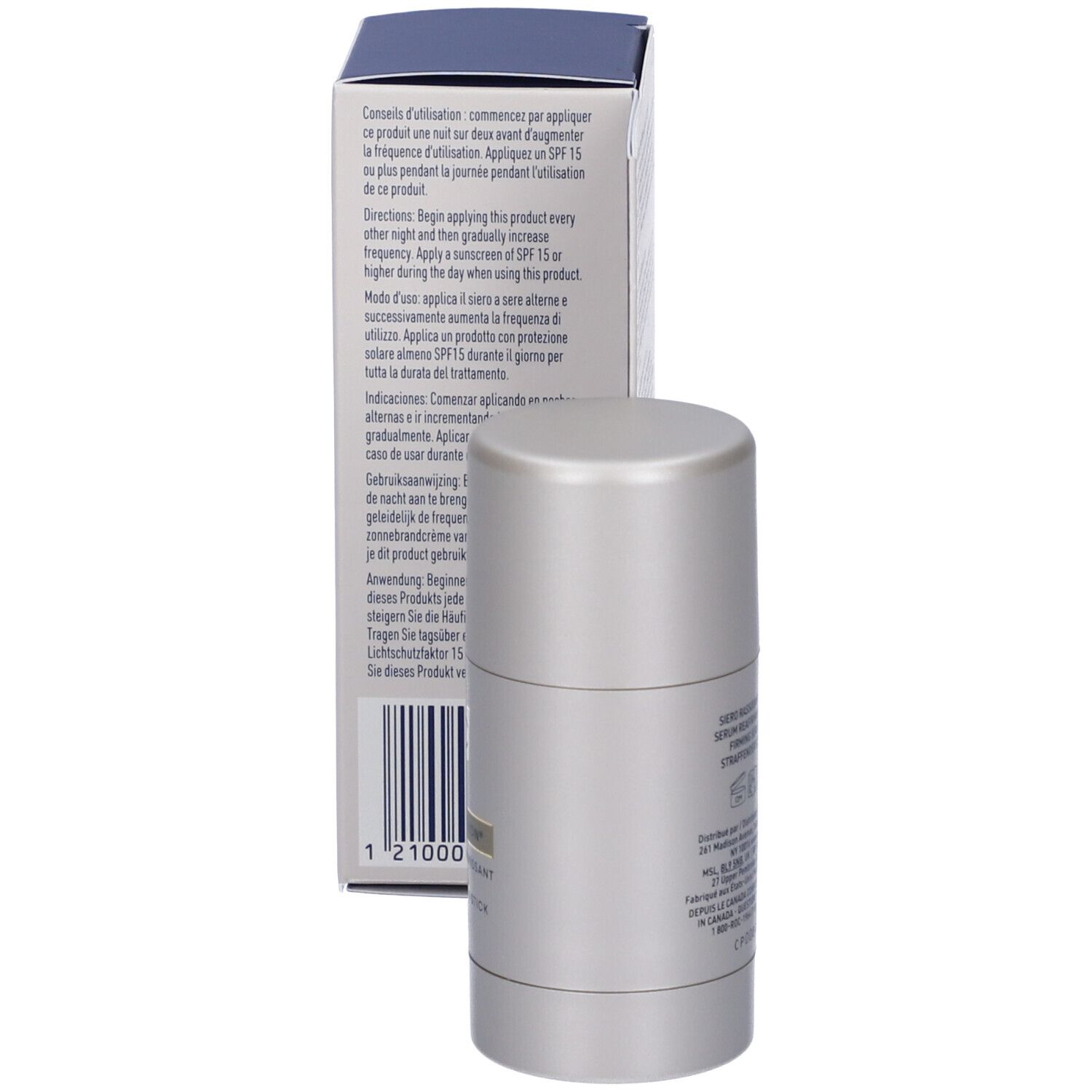 ROC Derm Correxion Stick Siero Rassodante. Confezione con istruzioni per l'uso. Testo.