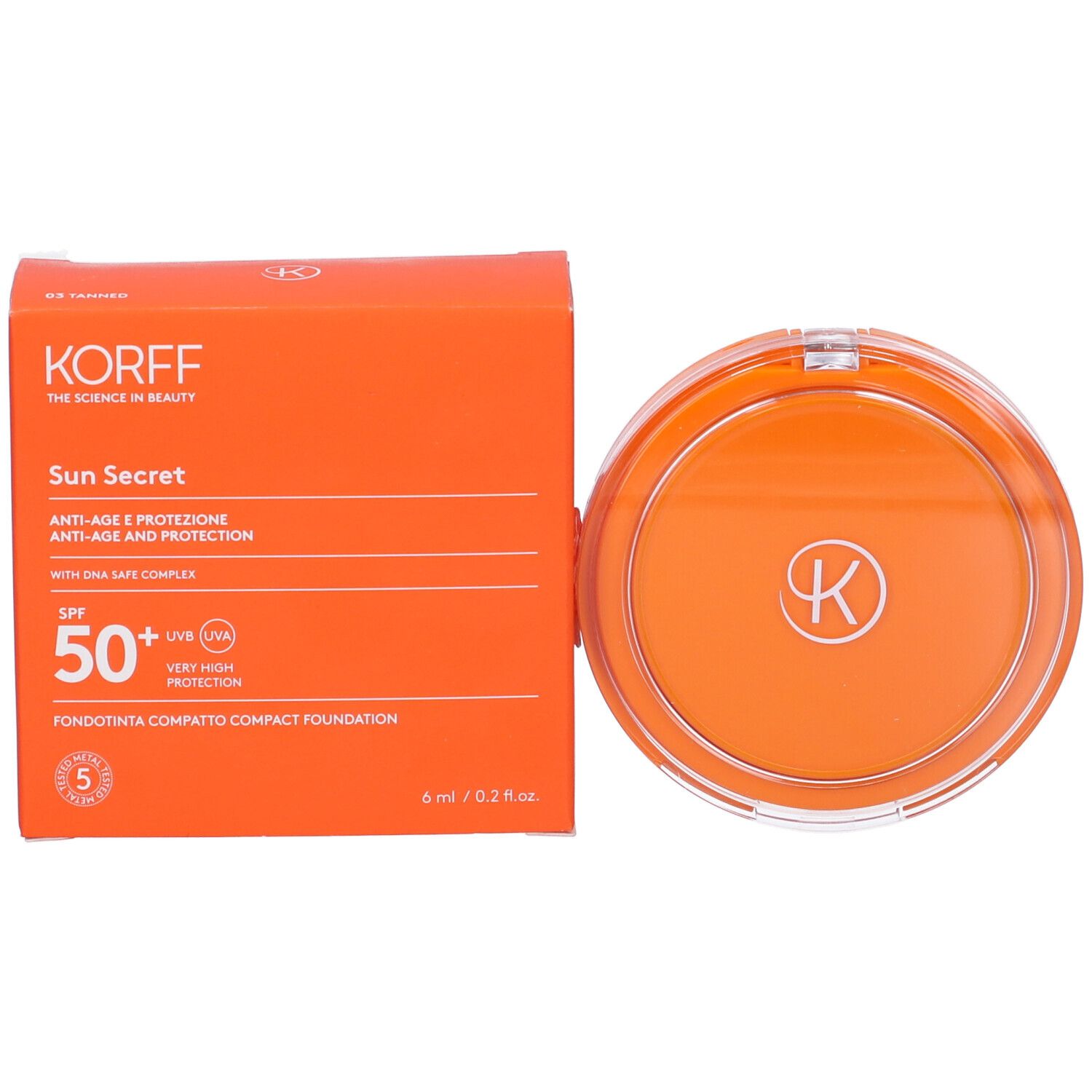 Korff Sun Secret Fondotinta Compatto Solare SPF50+ 03 Tonalità Tanned
