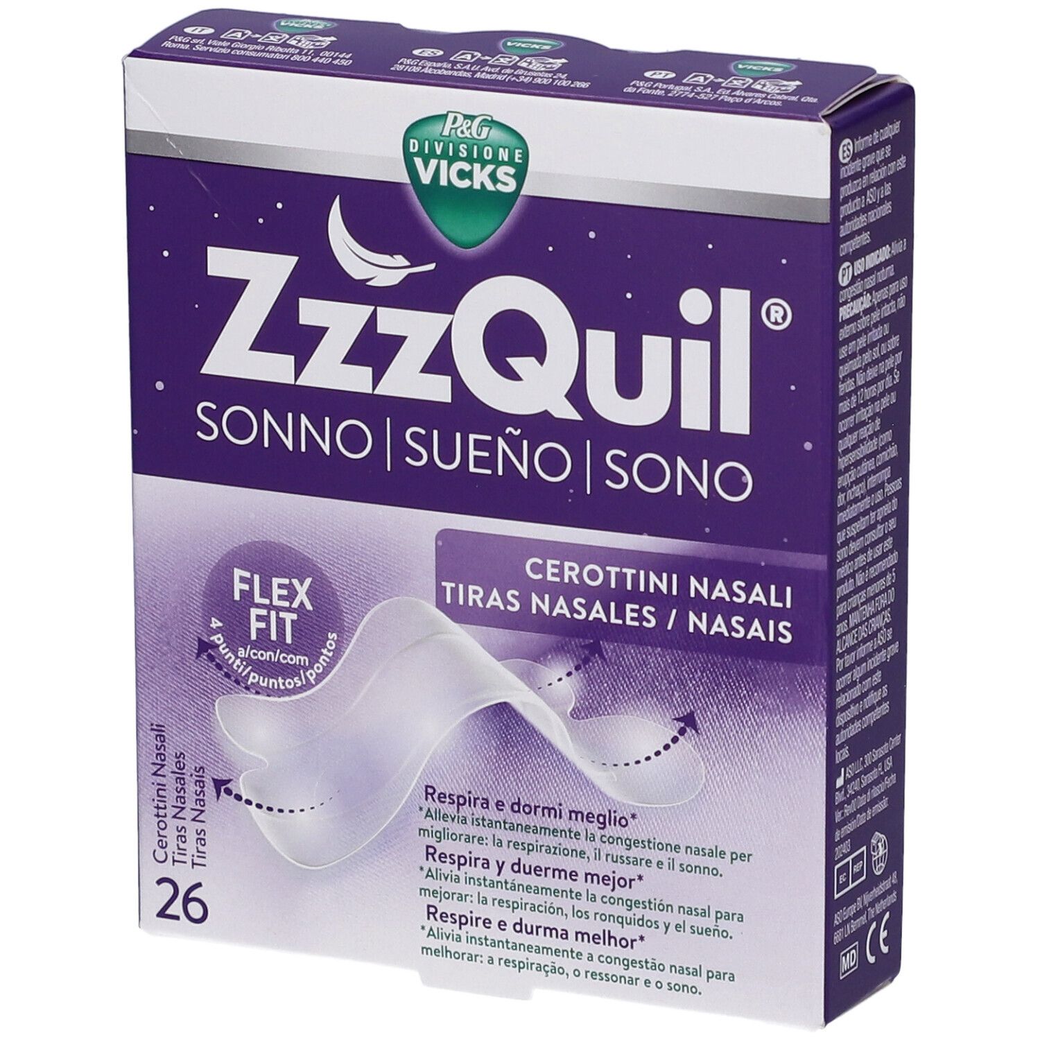 Vicks ZzzQuil Sonno Cerottini Nasali Respira e Dormi meglio
