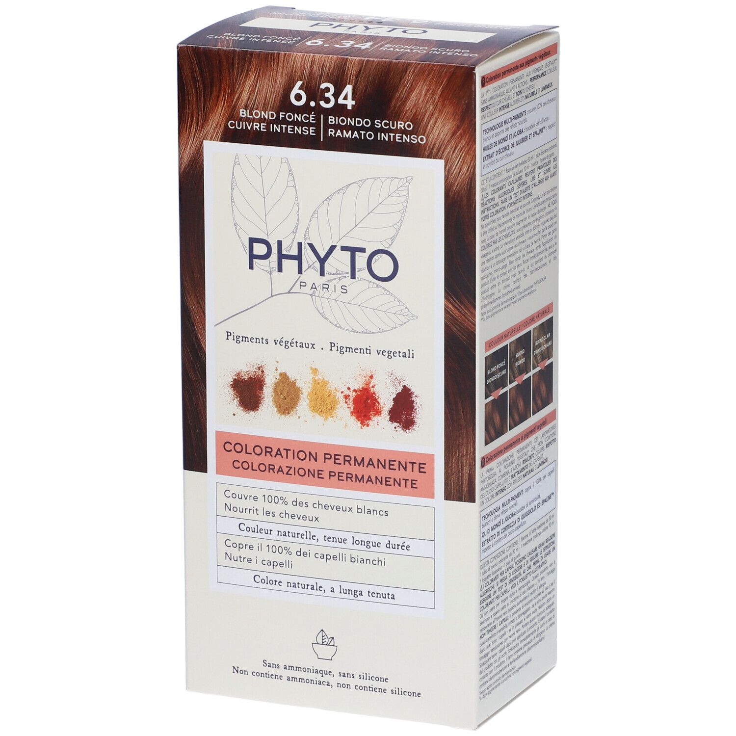 Phyto Color Kit 6,34 Biondo Scuro Ramato 1 Latte + 1 Crema + 1 Maschera
