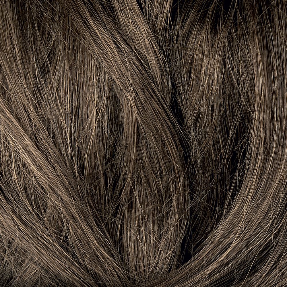 Nahaufnahme von braunem Haar mit verschiedenen Strähnen.