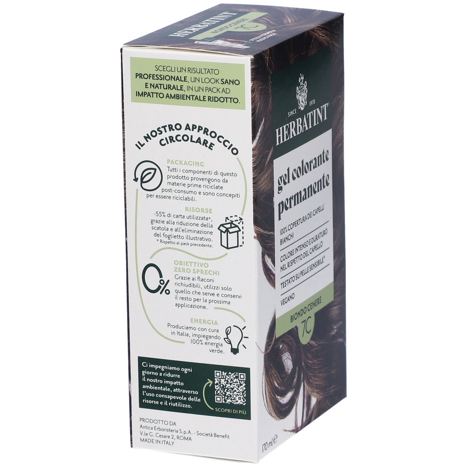 Retro della confezione Herbatint. Testo su ingredienti, utilizzo e contatti. Con Royal Conditioner.