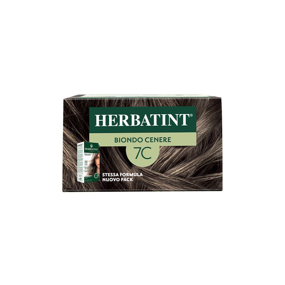Herbatint Gel Colorante Permanente 7C Biondo Cenere. Confezione con immagine del prodotto e testo. 170 ml.