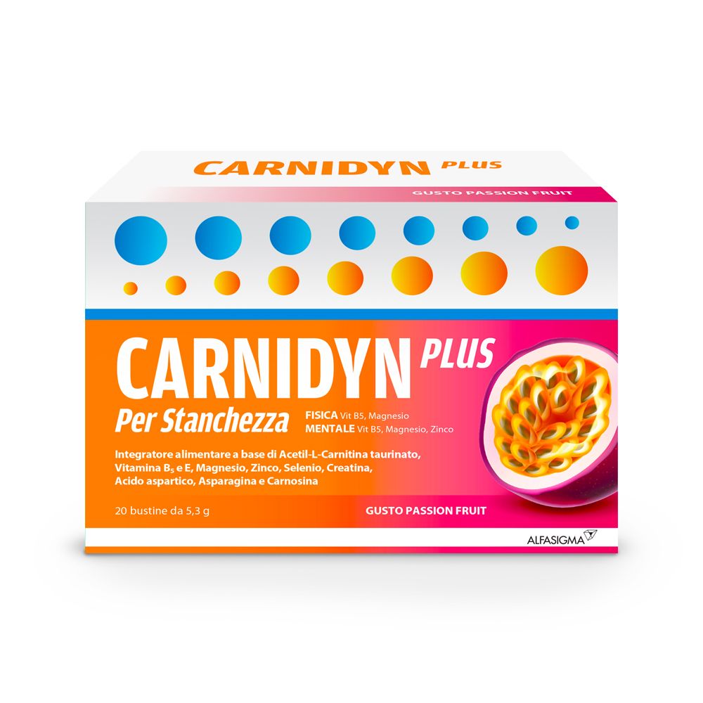 Carnidyn Plus Bustine Magnesio Sali Minerali e Carnitina, Passion Fruit