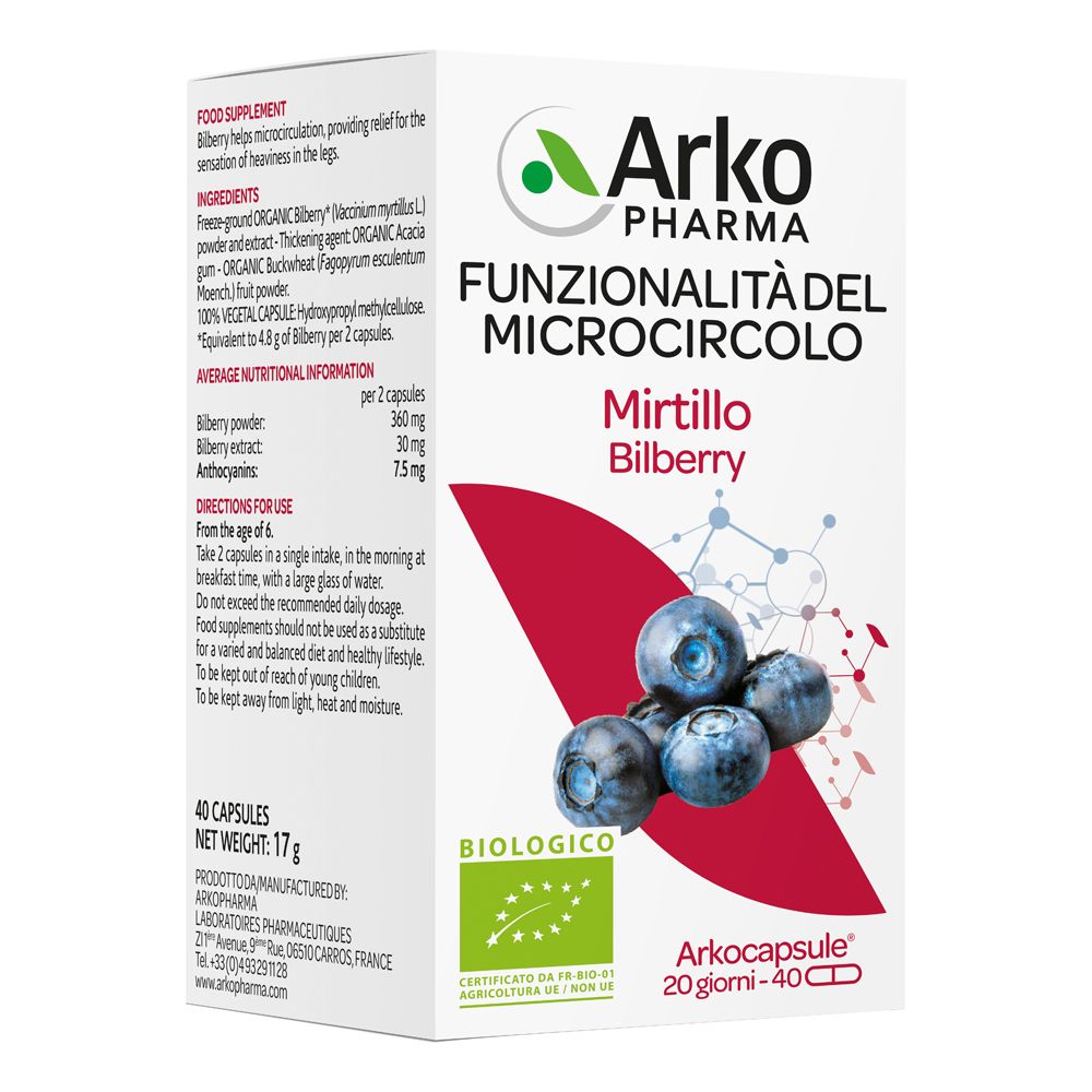 Arkocapsule Funzionalita' Microcircolo Mirtillo 40 Capsule - risparmia il 10% con il codice: arkofarma