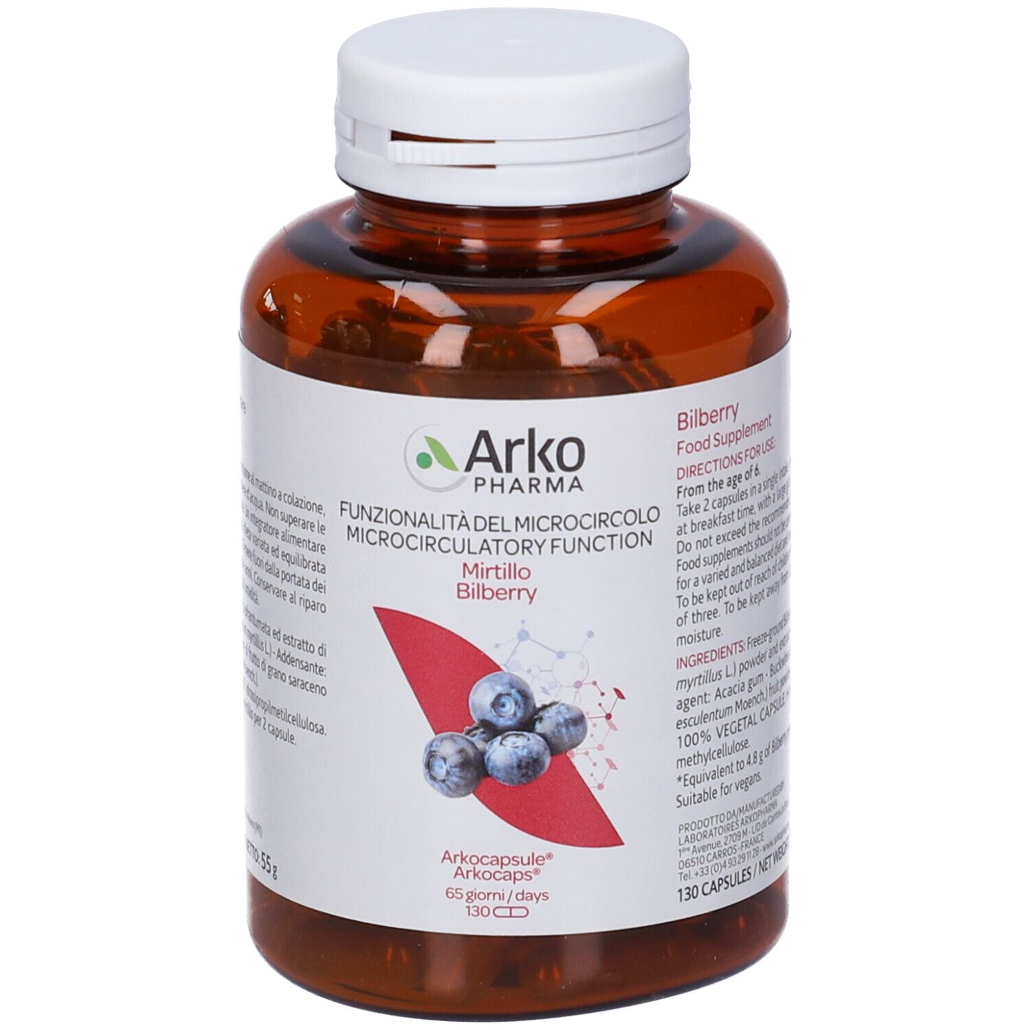 Arkocapsule Funzionalita' Microcircolo Mirtillo 130 Capsule - risparmia il 10% con il codice: arkofarma
