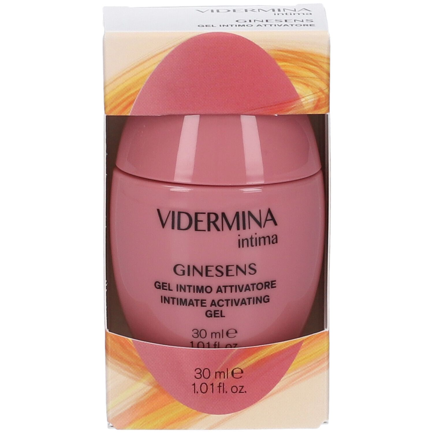 Rosa Tiegel mit Vidermina Intima Ginesens Aktivierungsgel, 30 ml.