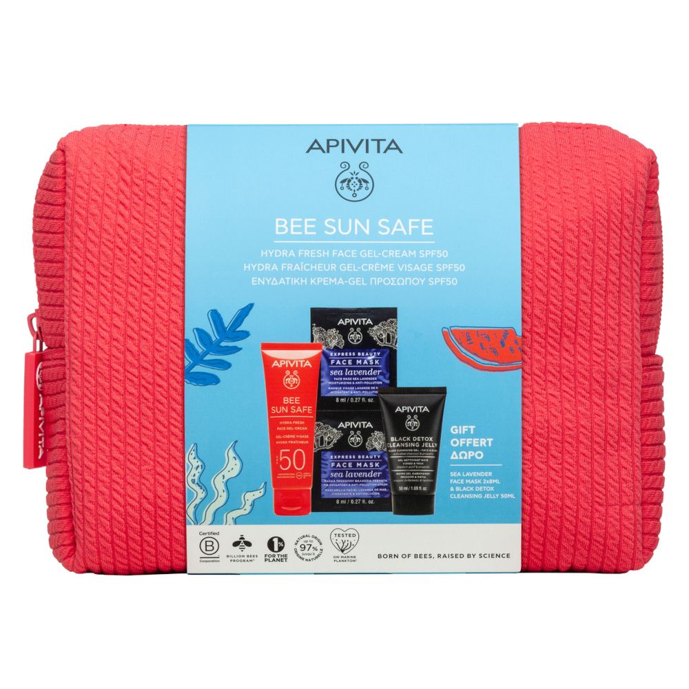 Apivita Set Crema Gel Viso Hydra Fresh SPF50 + Maschera Viso Idratante e Anti-inquinamento + Black Detox Cleansing Jelly con Pochette in Regalo- Risparmia il 10% con il codice: apivita0926