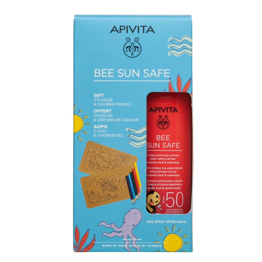 Apivita BEE SUN SAFE Lozione Spray Hydra Sun Bambino SPF50 con 2 Puzzle e Matite in Regalo- Risparmia il 10% con il codice: apivita0926