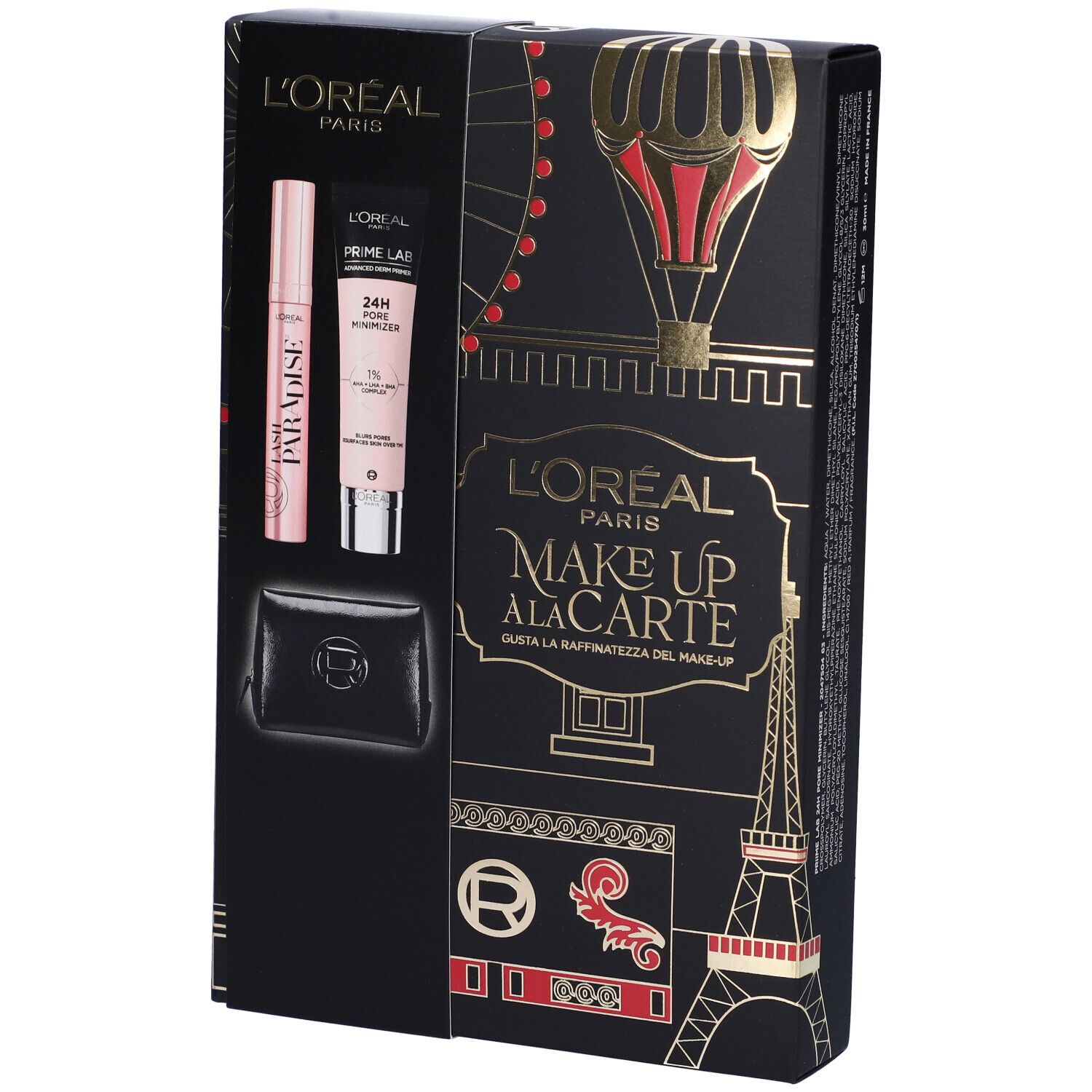 L´Oreal Paris Set Make-Up À La Carte Mascara Lash Paradise + Pore Minimizer con Pochette in Omaggio