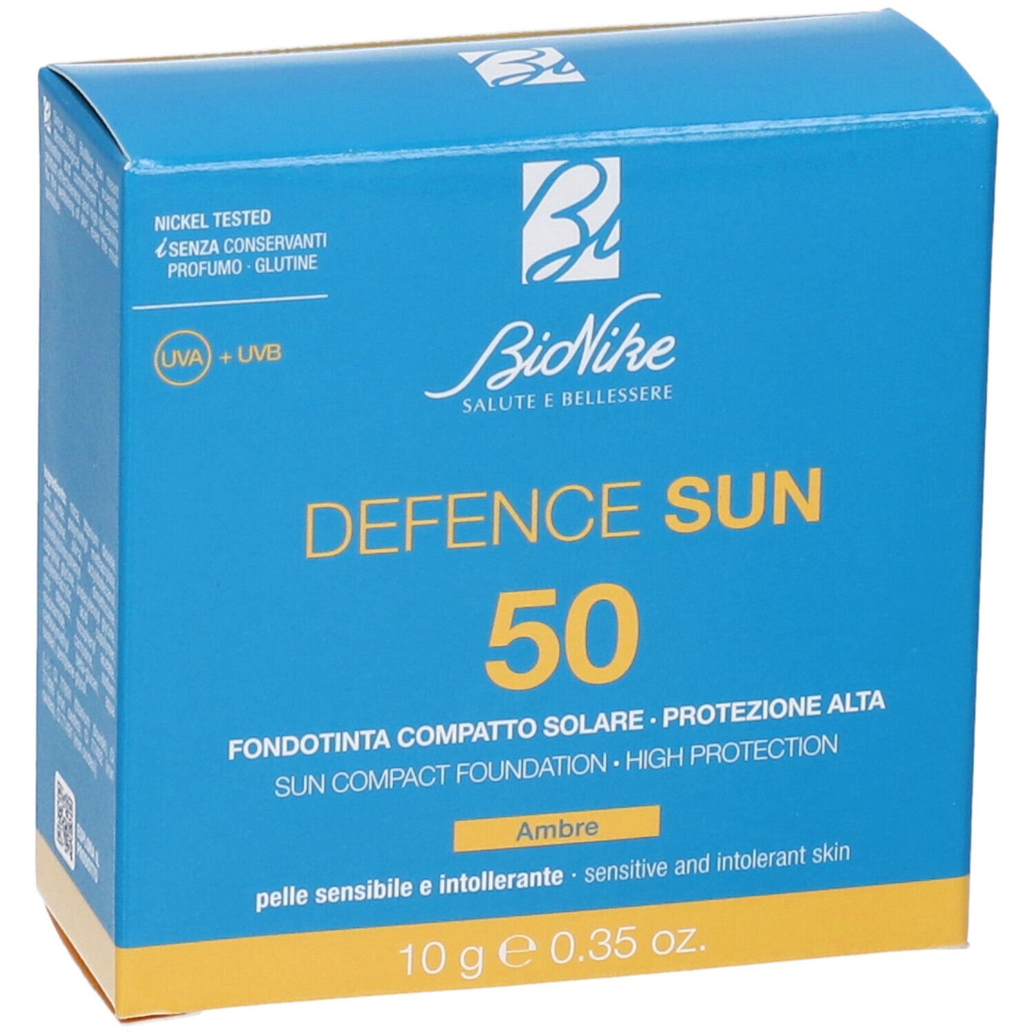 Bionike Defence Sun 50 Ambre Kompakt-Foundation-Verpackung. Enthält 10g.
