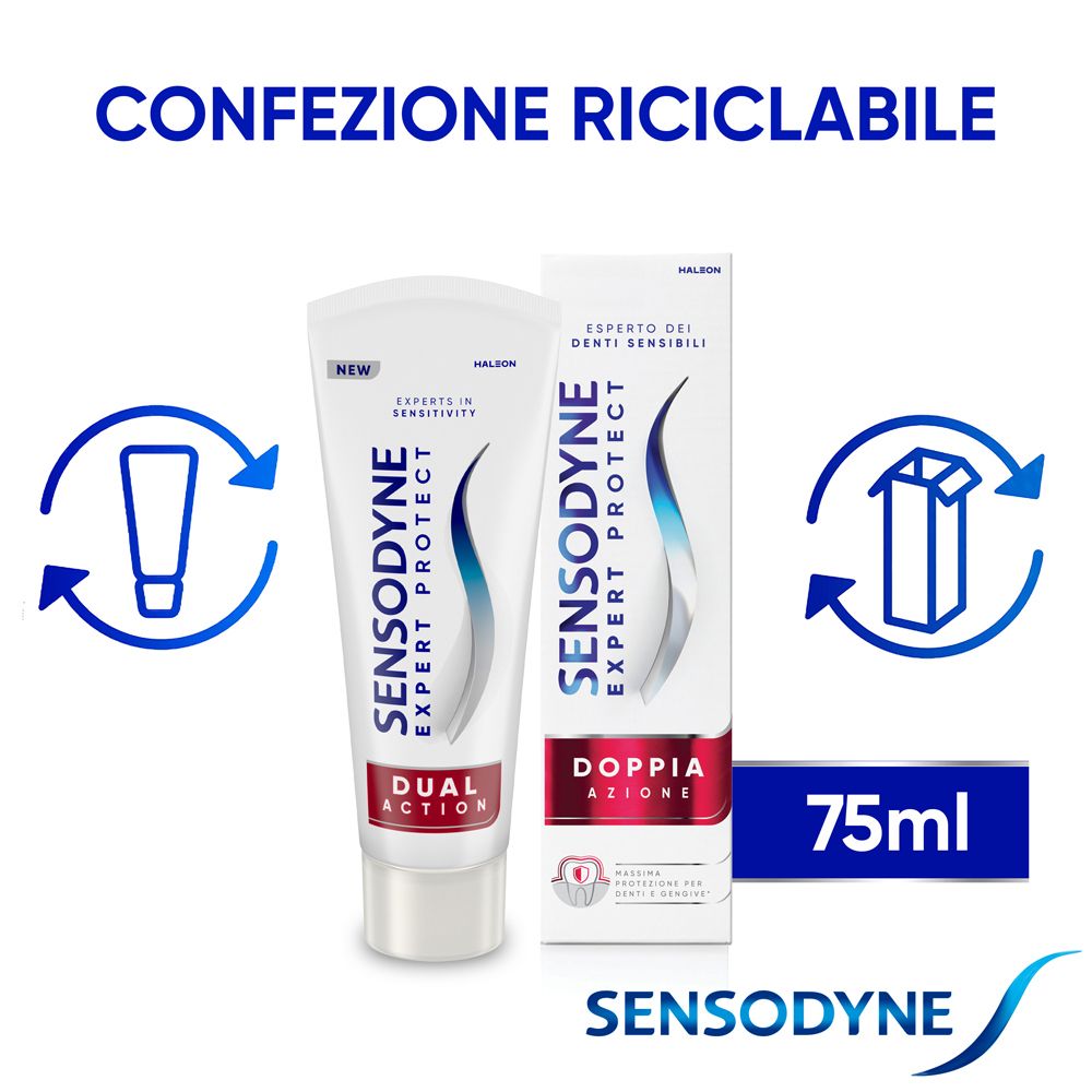 Sensodyne Expert Protect Zahnpasta-Tube und Kartonverpackung, 75ml.