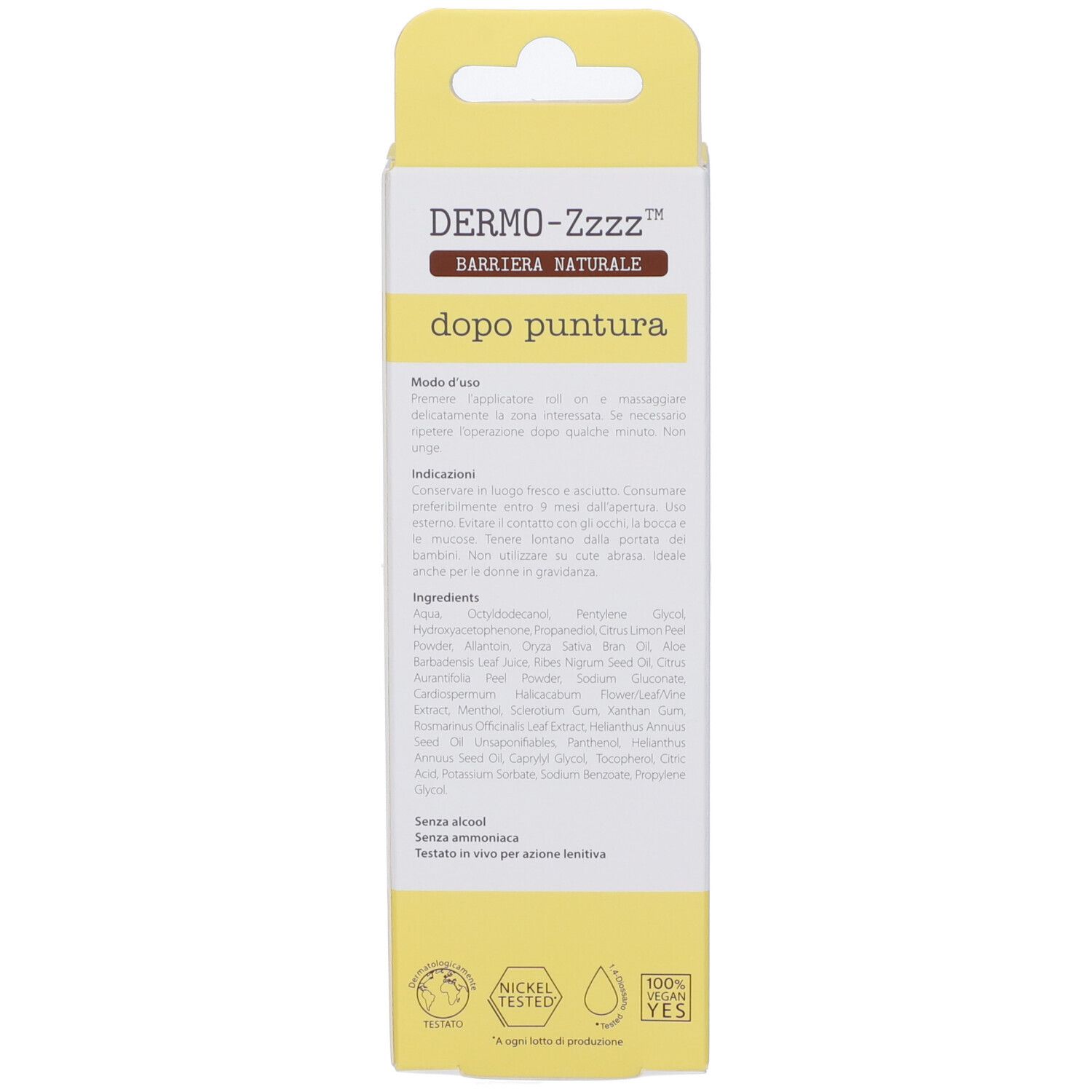 DERMO-ZZZZ Barriera Naturale dopo puntura Gel, tubo 15ml con scatola, motivo bebè.