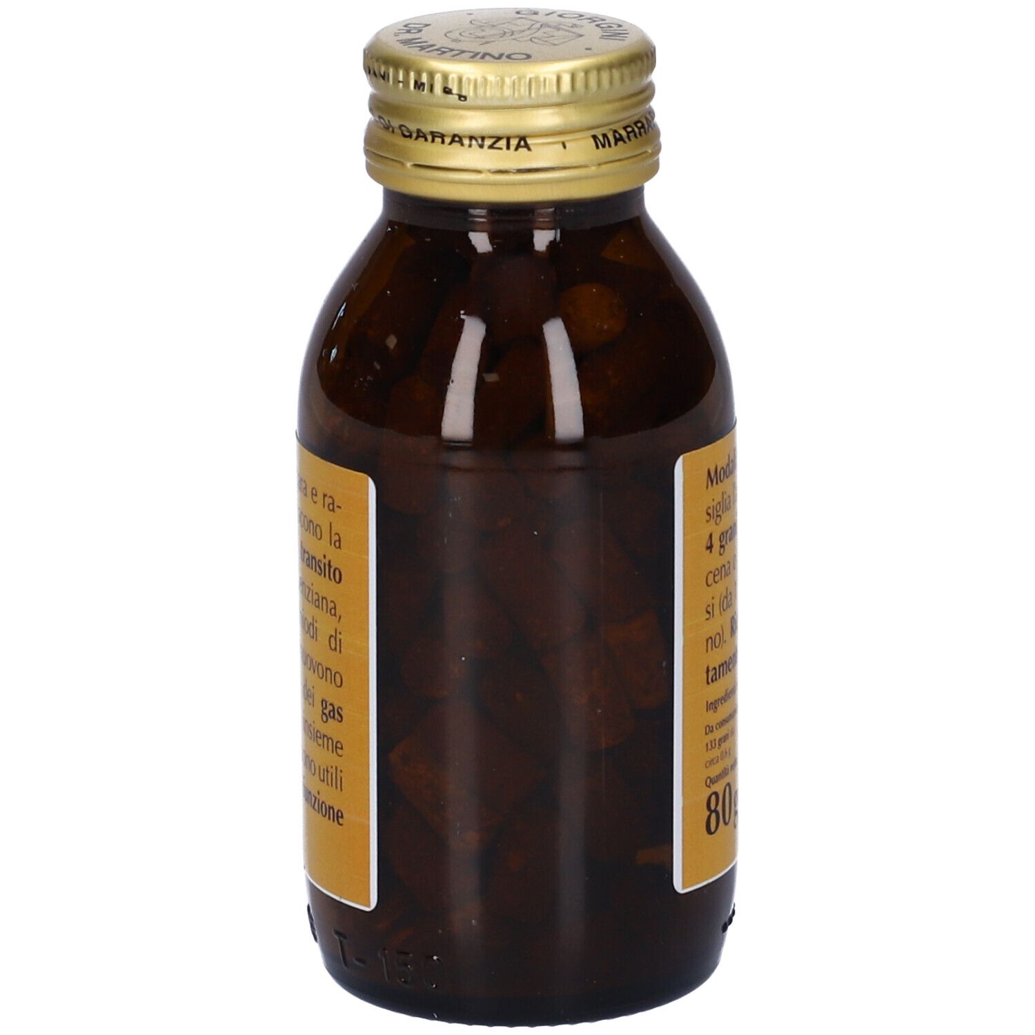 Flacone in vetro marrone con etichetta gialla per COLON Regular-T di Giorgini Dr. Martino.