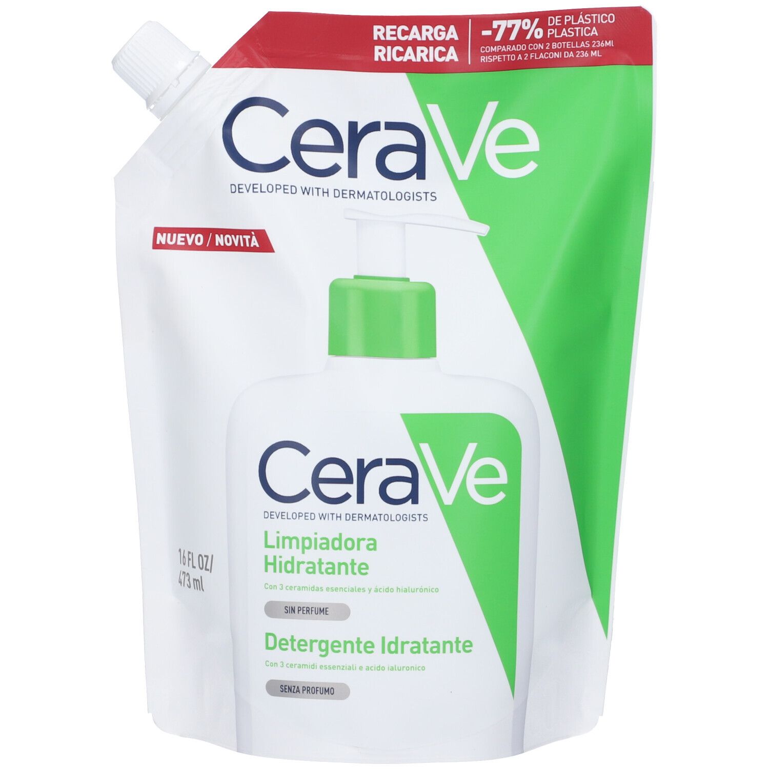 Cm_main_brand_741 Cerave Refill Detergente Idratante Viso E Corpo Pelle Da Normale A Secca, Con Acido Ialuronico Ceramidi 473 Ml
