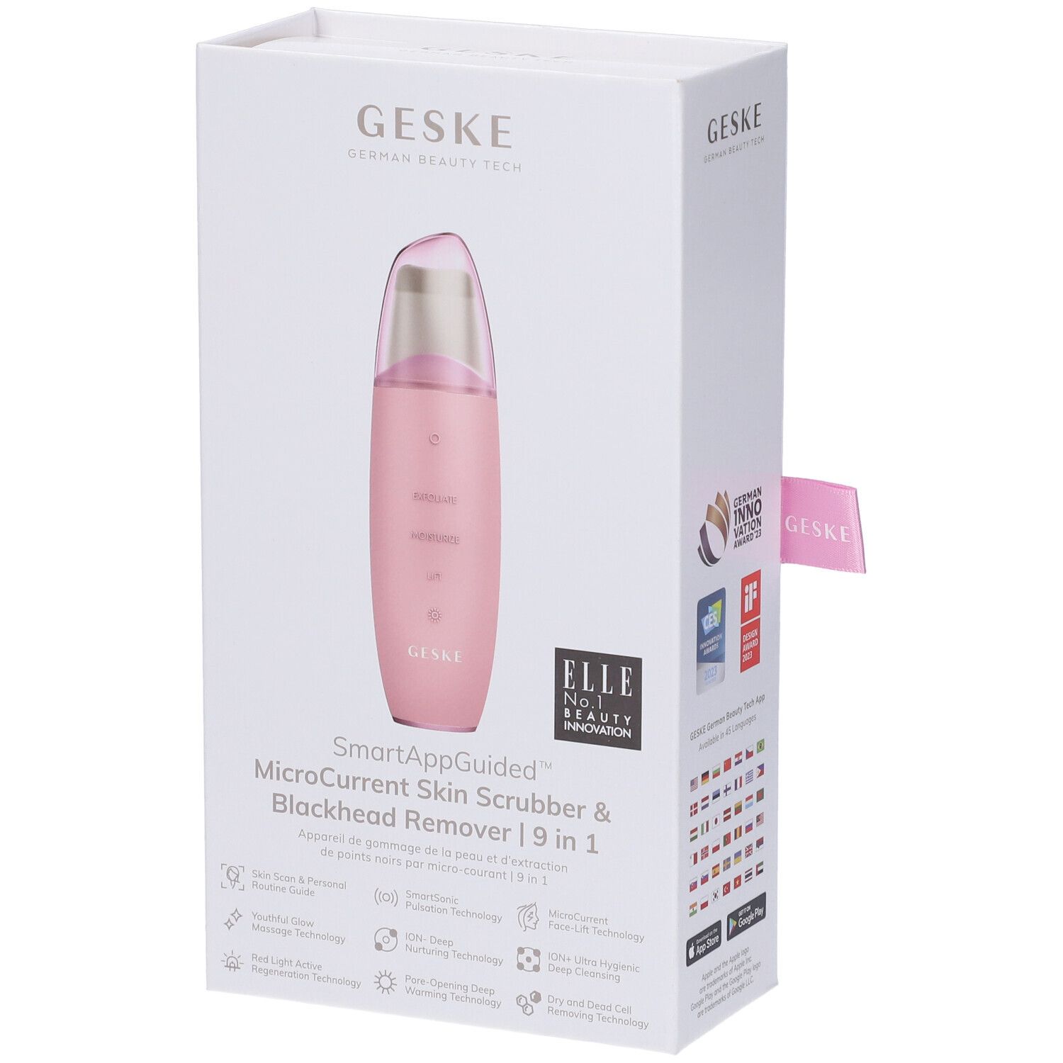 GESKE MicroCurrent Skin Scrubber & Blackhead Remover | 9 In 1 Rosa