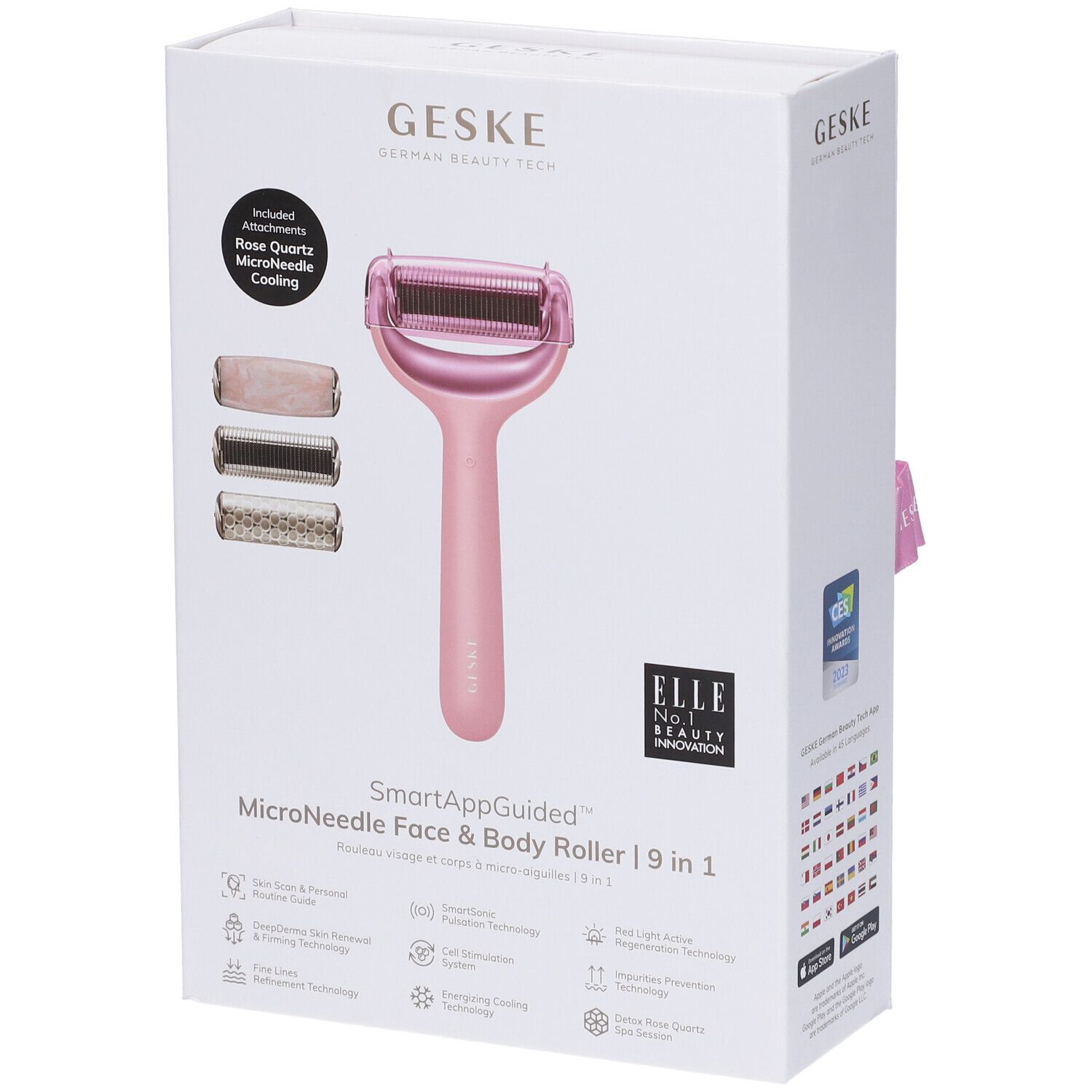 GESKE Microneedle Face & Body Roller | 9 In 1 Rosa