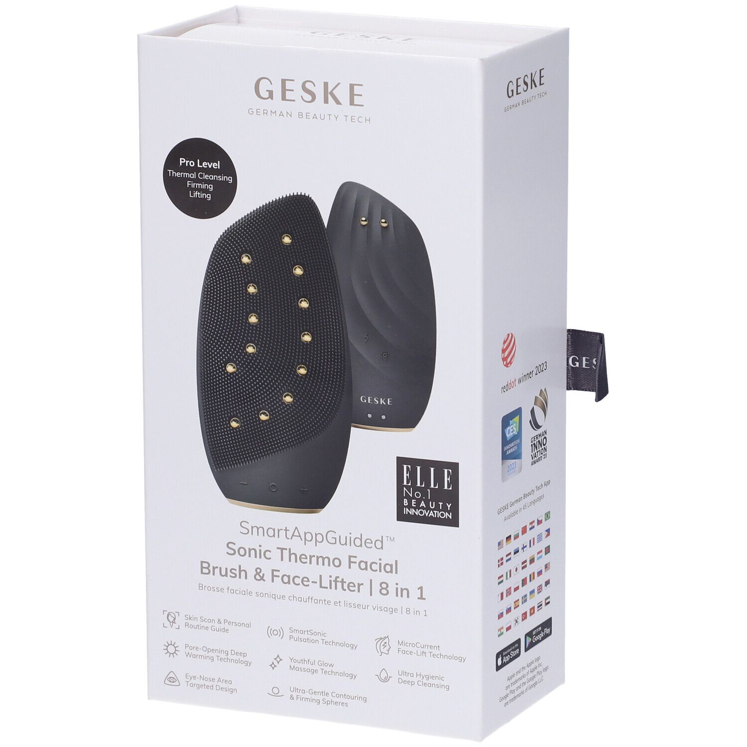 GESKE Sonic Thermo Facial Brush & Face-Lifter | 8 In 1 Grigio