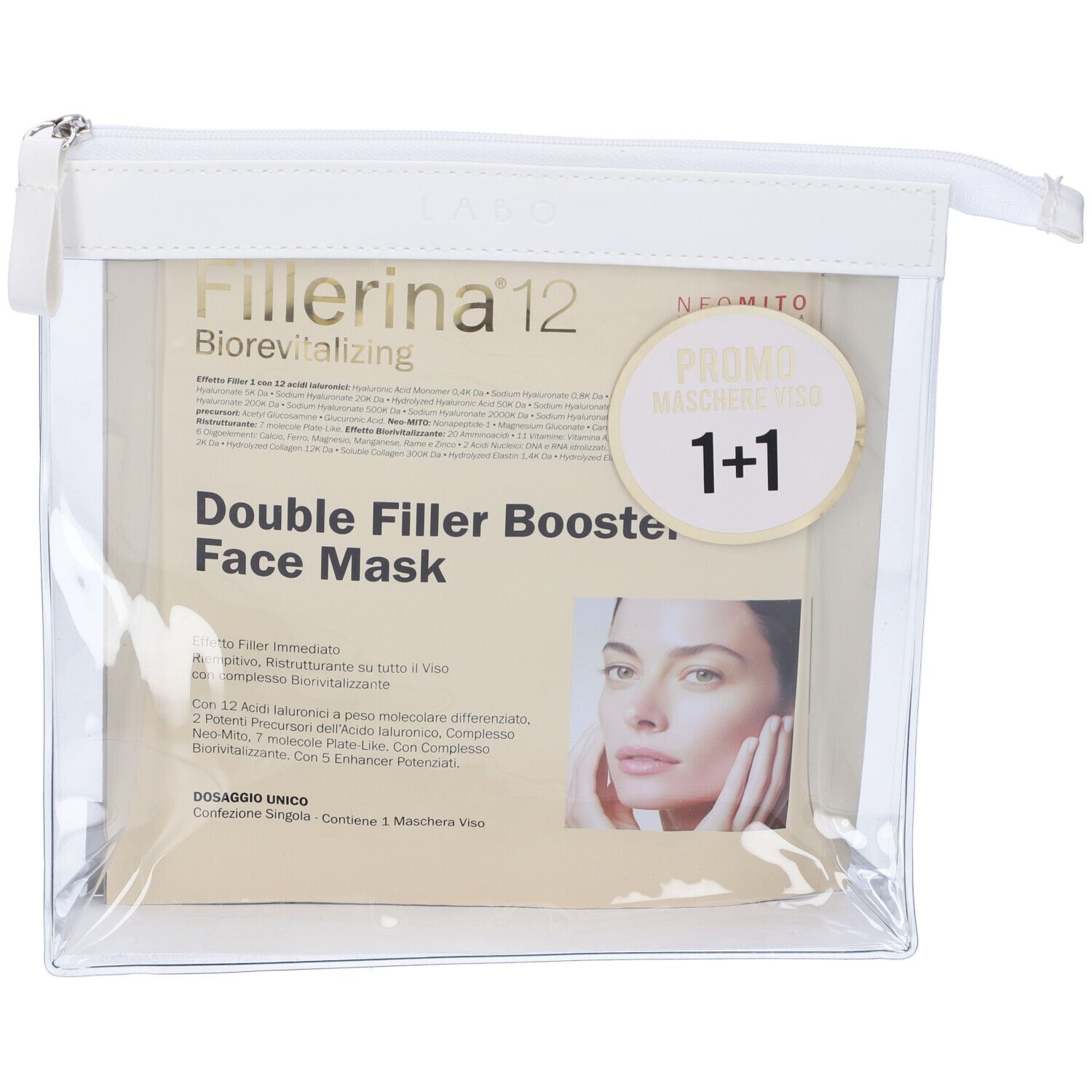 Labo Fillerina 12 Biorevitalizing Neo Mito Double Filler Booster Face Mask Maschera Viso Dosaggio Unico Set da 2 con Pochette in Omaggio - risparmia il 20% con il codice: SWISSE20