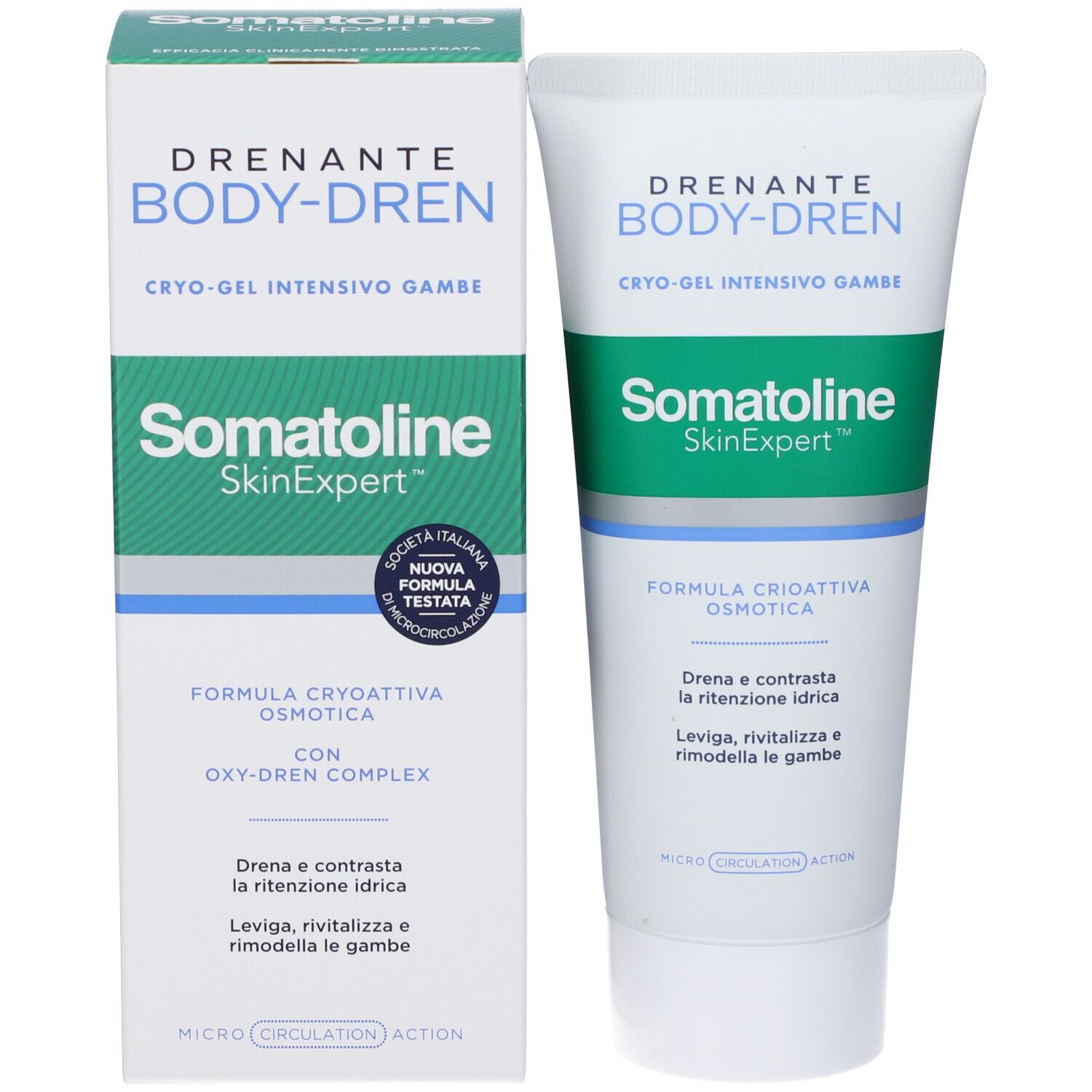 Tube und Kartonverpackung Somatoline SkinExpert Body-Dren Cryo-Gel.