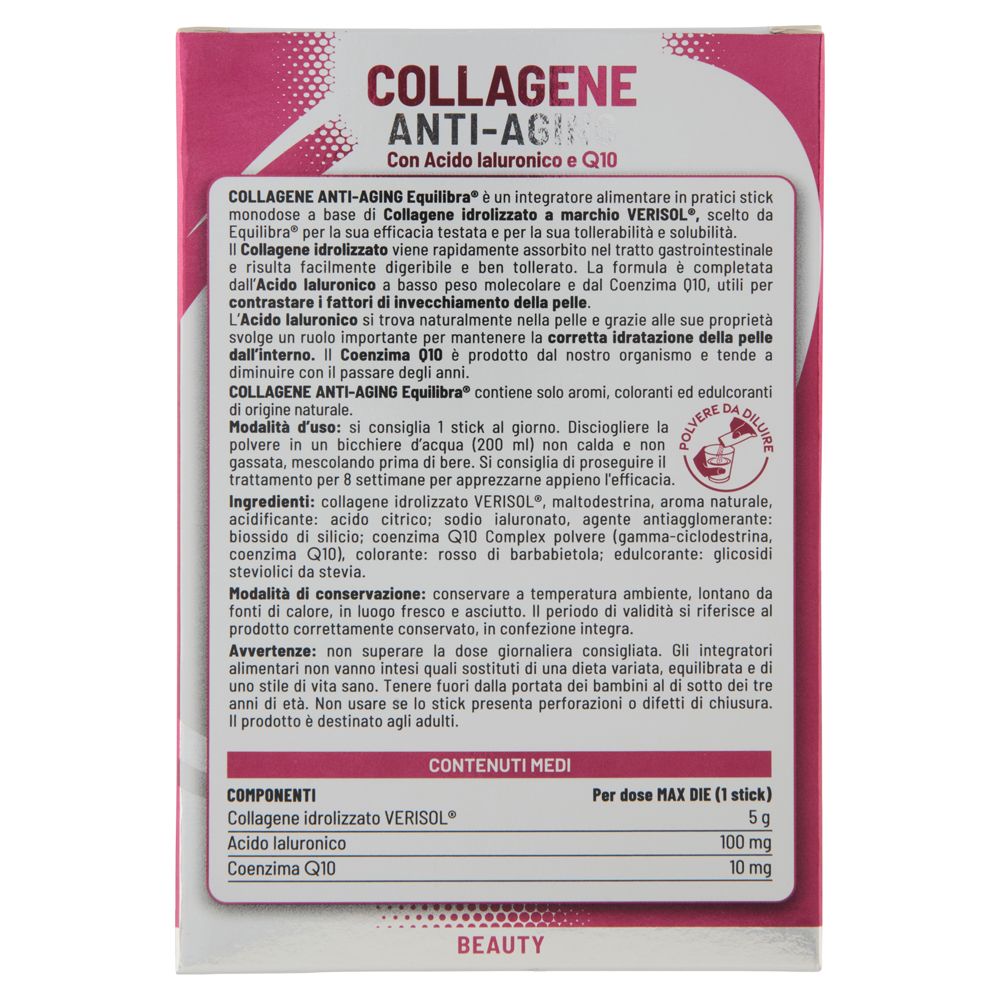 Testo su Equilibra Collagene Anti-Aging. Informazioni su ingredienti, uso e avvertenze.