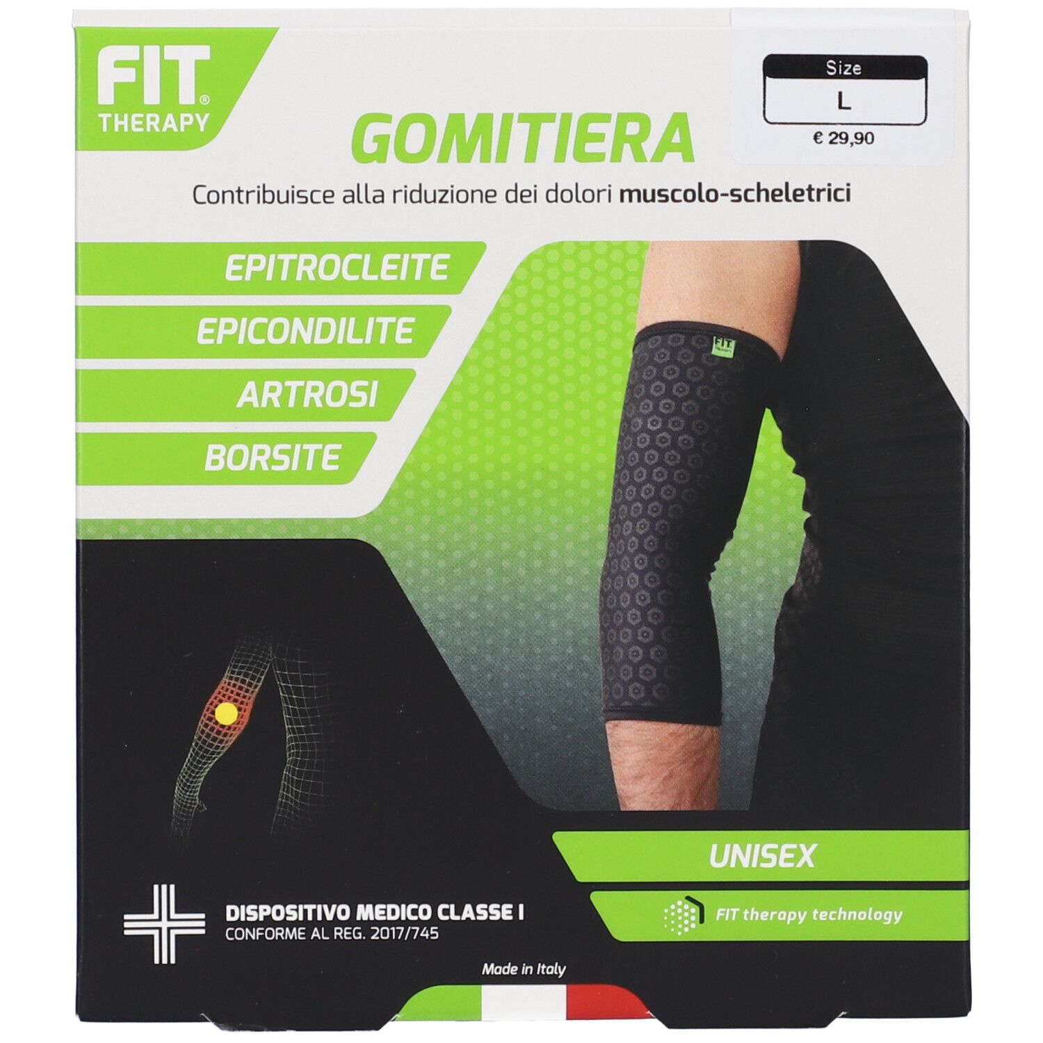 Fit Therapy Gomitiera Colore Nero Taglia L