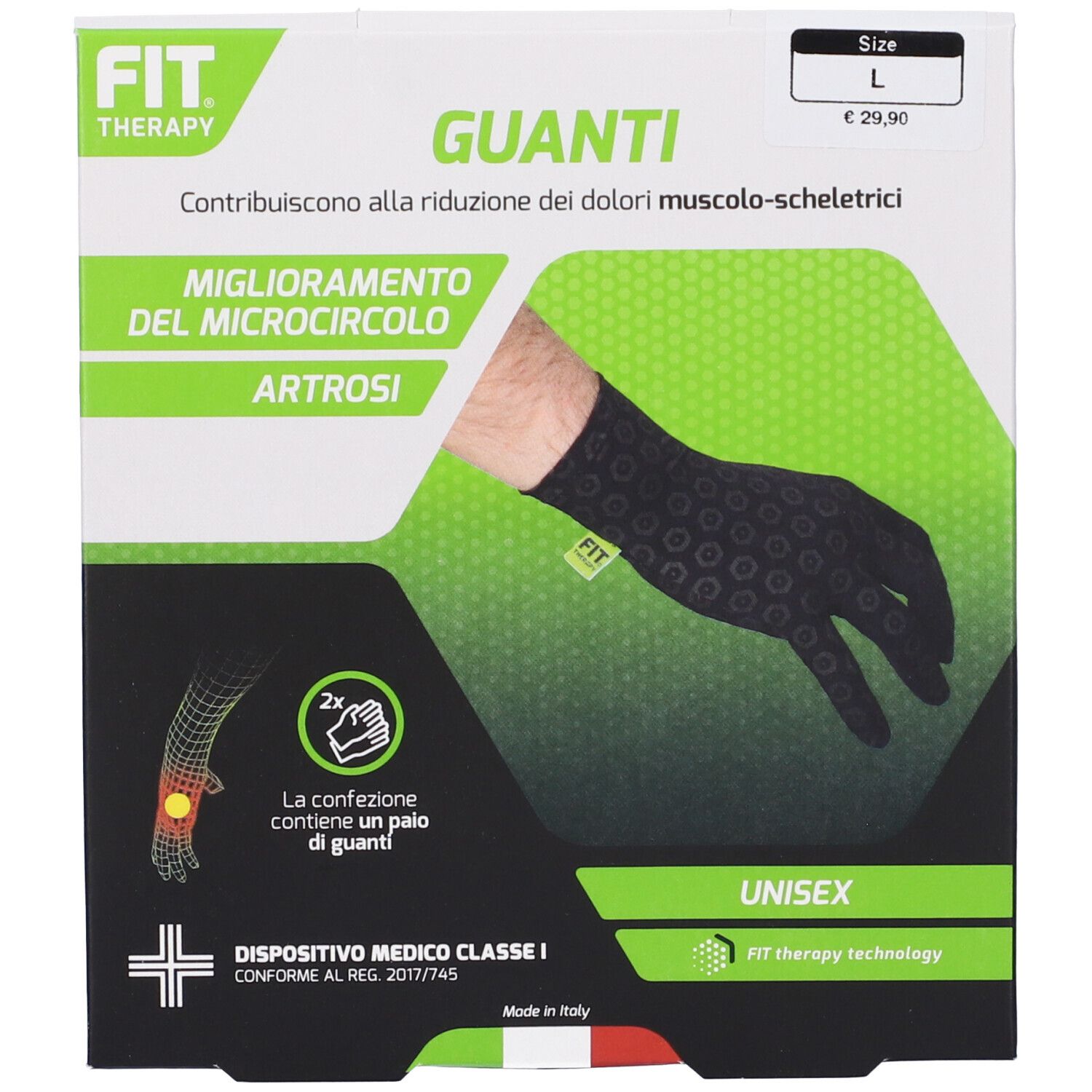 Fit Therapy Guanti Colore Nero Taglia L
