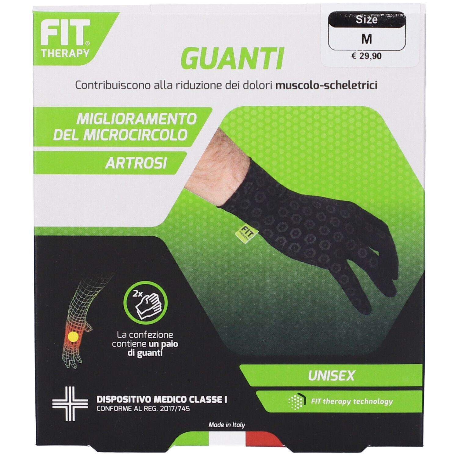 Fit Therapy Guanti Colore Nero Taglia M