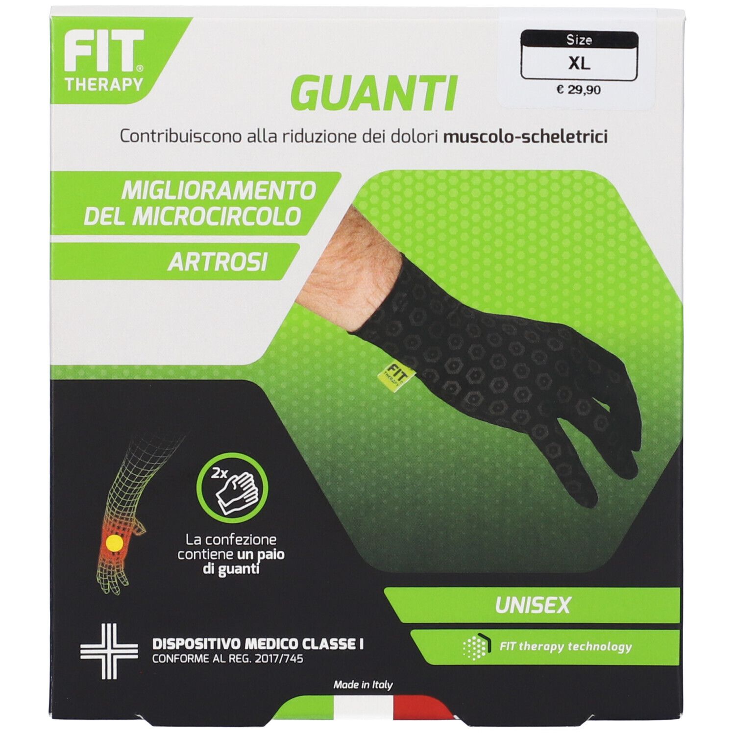 Fit Therapy Guanti Colore Nero Taglia XL