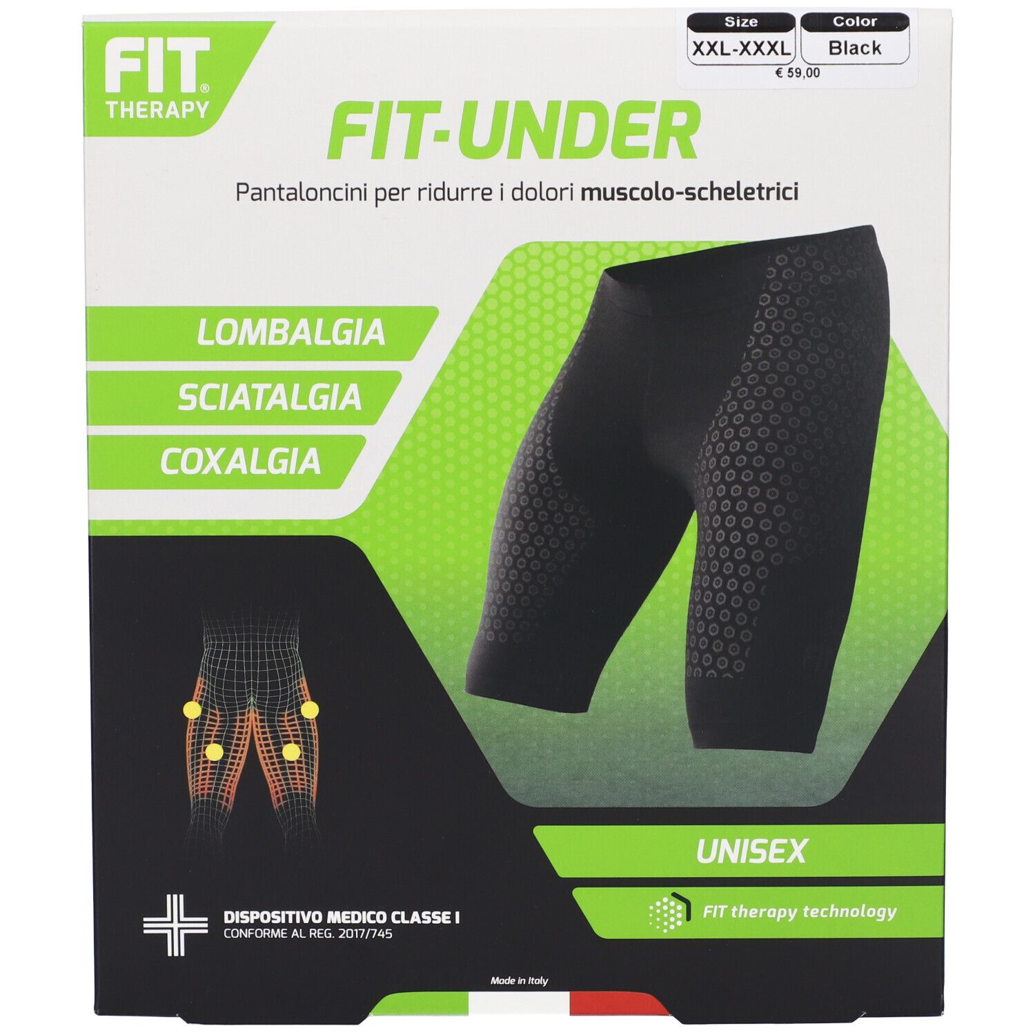 Fit Therapy Fit Under Pantaloncino Colore Nero Taglia XXL-XXXL