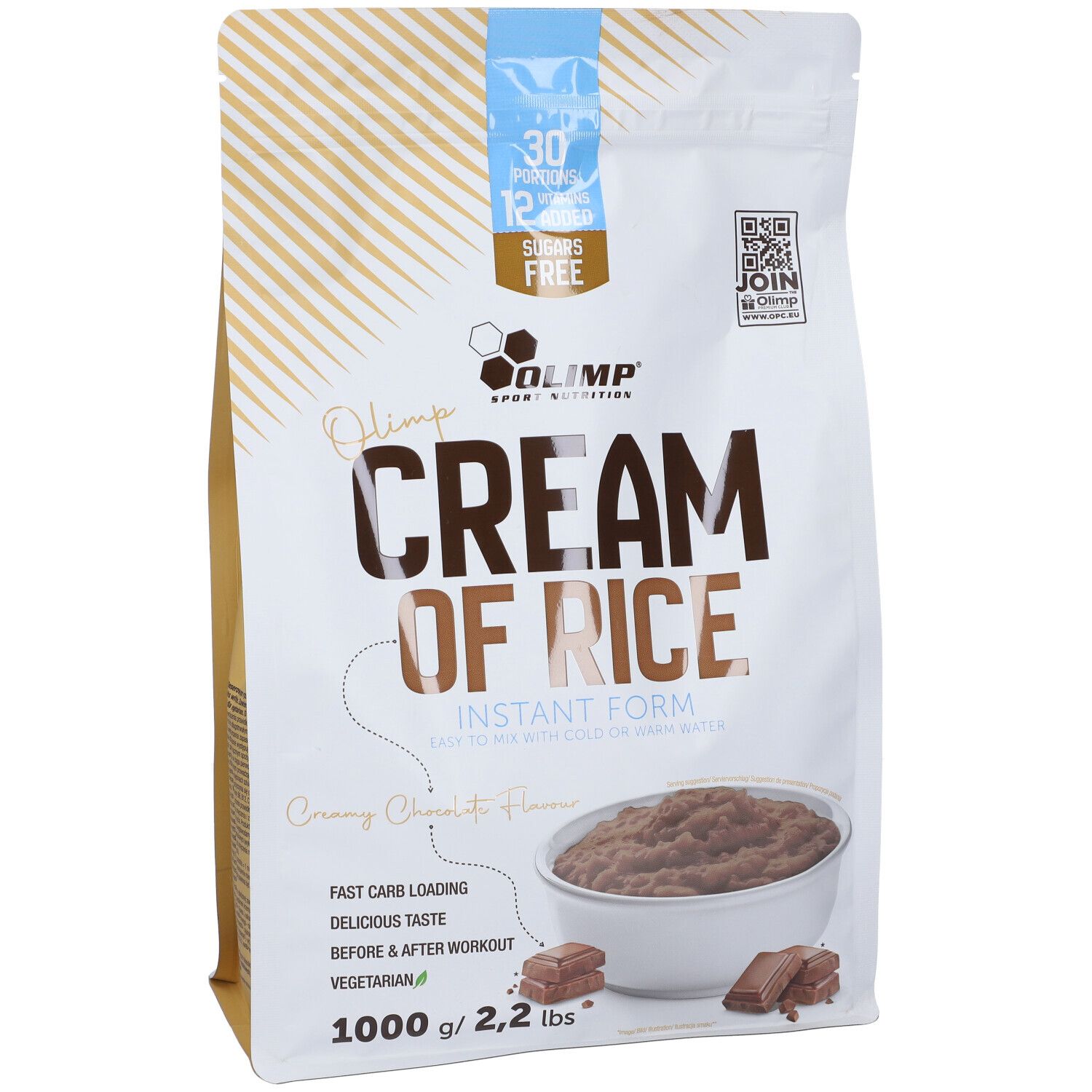 Olimp Cream of Rice Instant Form Beutel, 1000g. Schokoladengeschmack. Sugars Free.