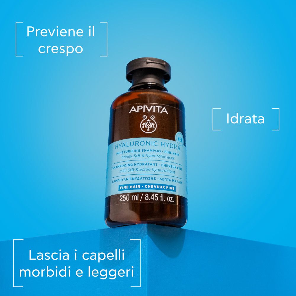 Apivita Hyaluronic Hydra Shampoo Idratante Per Capelli Fini 250Ml Con Miele Stb E Acido Ialuronico - Risparmia Il 10% Con Il Codice: Apivita0726