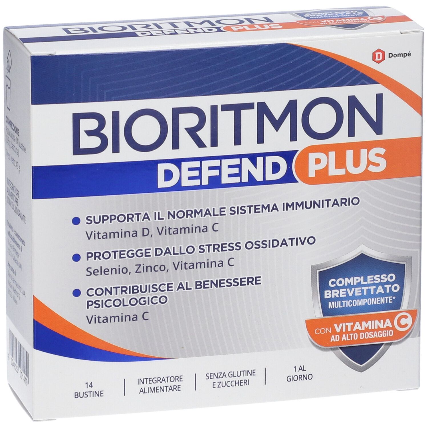 Vorderseite der BIORITMON DEFEND PLUS Verpackung. Zeigt Produktname, Logo und Produktinformationen.