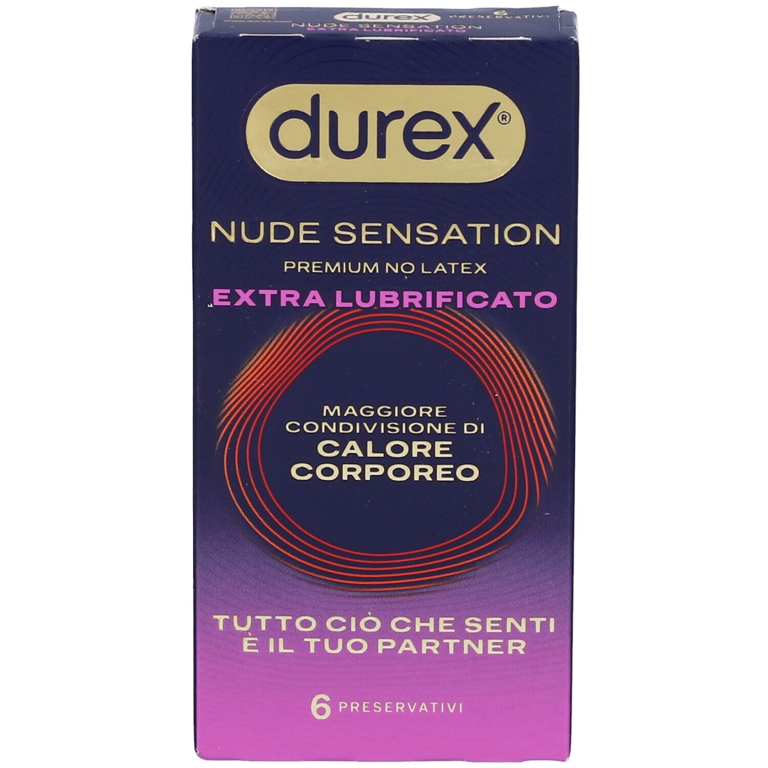 Durex Nude Sensation Kondome, 6 Stück. Premium No Latex, Extra Lubrificato.