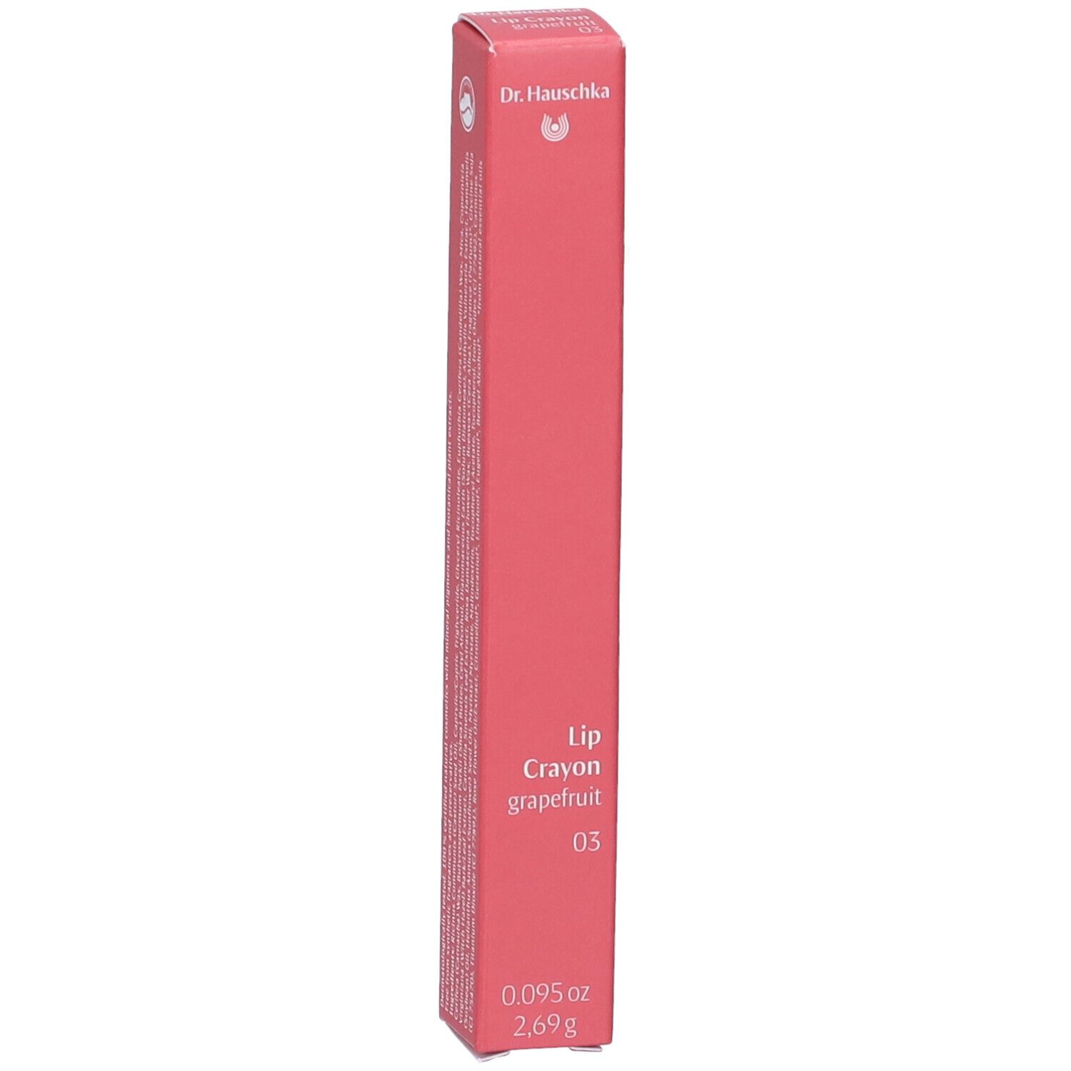 Dr. Hauschka Lippenstift-Crayon in Grapefruit, Farbe 03. Rosa Verpackung.