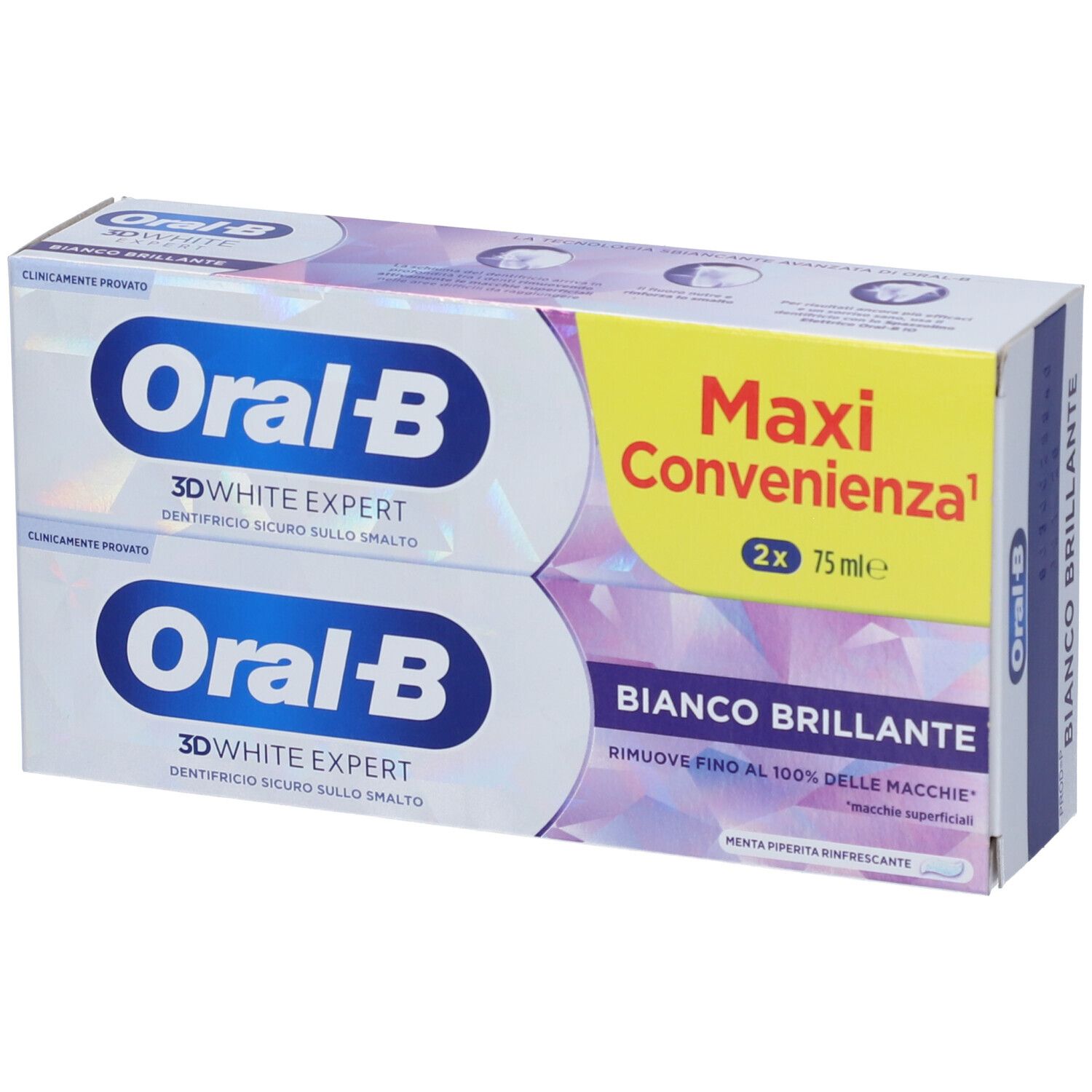 Oralb 3Dw Expert Bianco Brillante 2 X 75 Ml 2X75 Ml Dentifricio