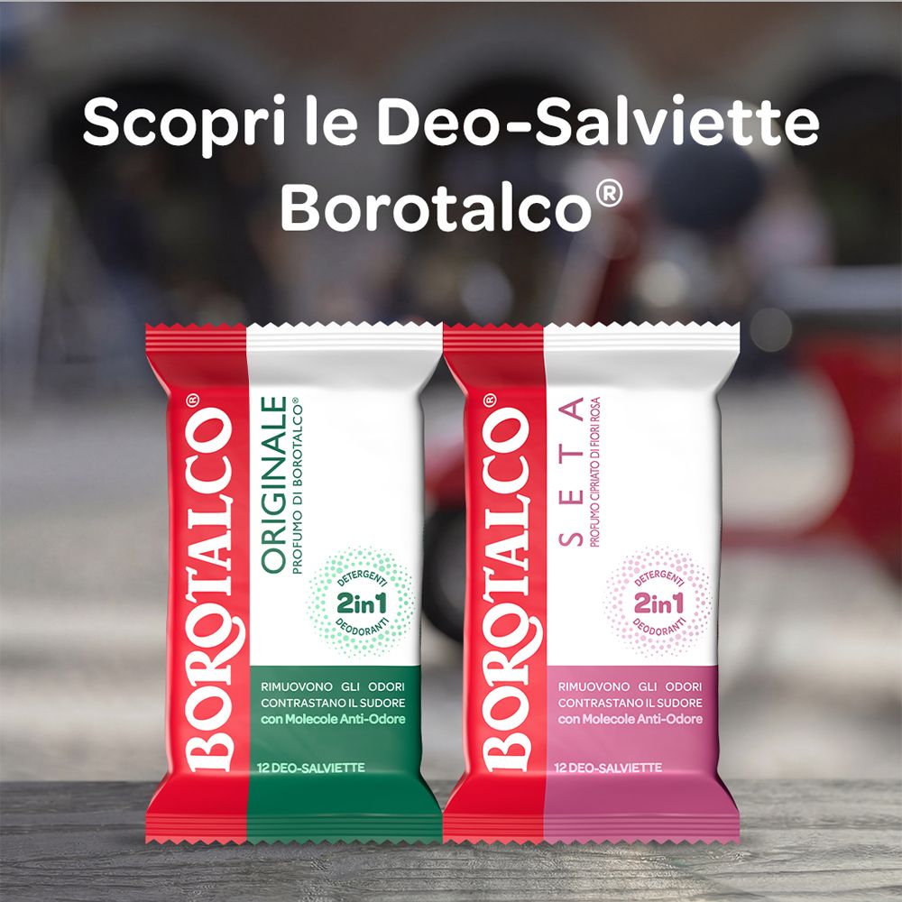 Borotalco® - Deo-Salviette Originale 2in1 detergenti e deodoranti arricchite con molecole anti-odore