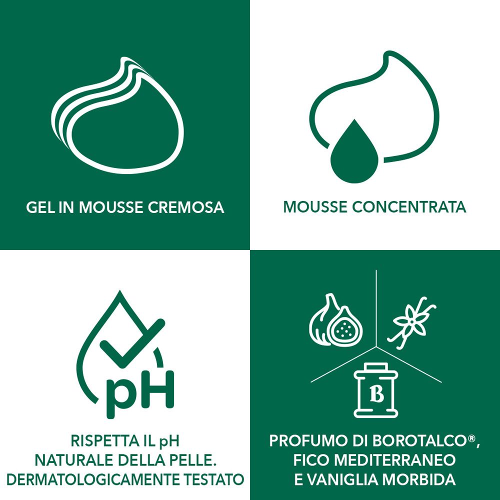 Borotalco® - Abbraccio Profumo di Vaniglia Morbida: gel in mousse cremosa extra avvolgente e vellutante