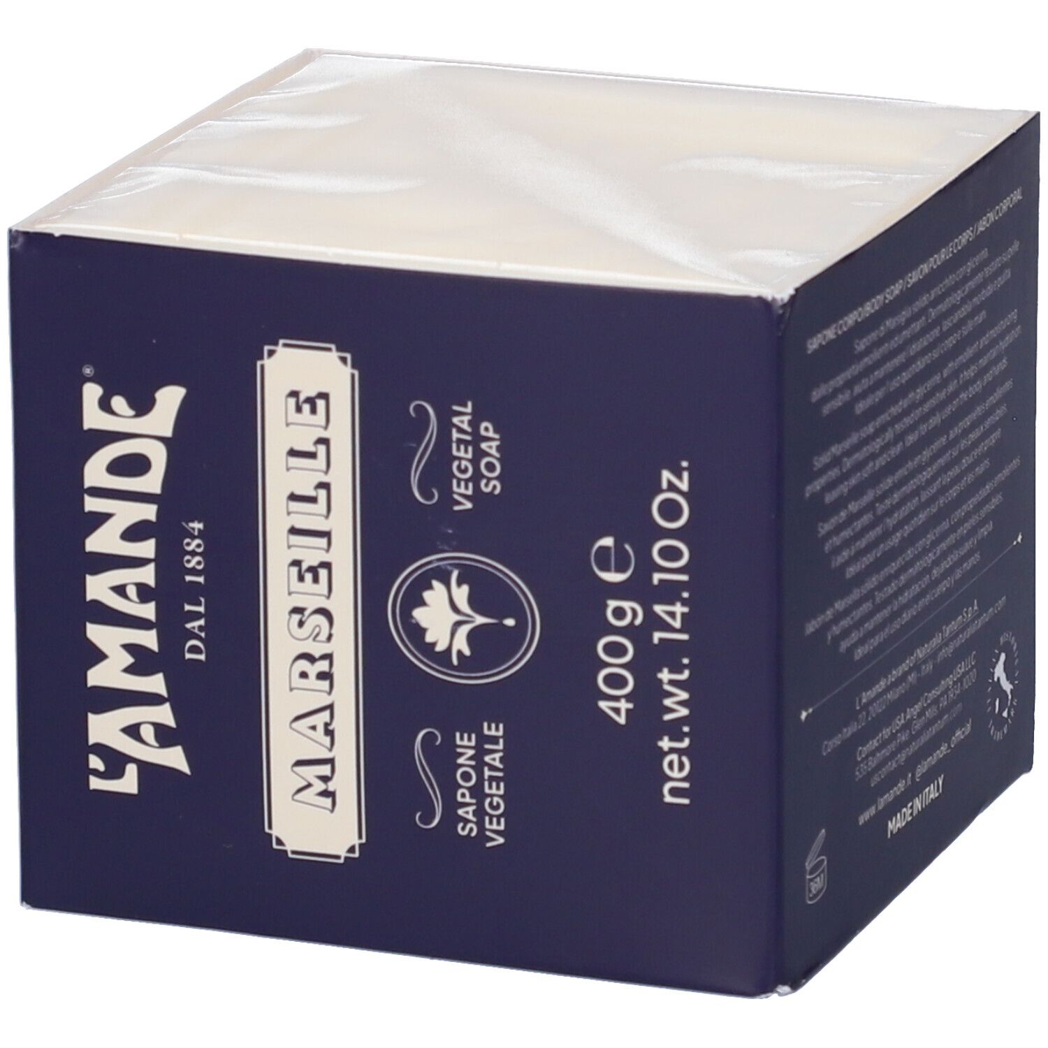 L'AMANDE MARSEILLE Vegetal Soap 400g Packung.