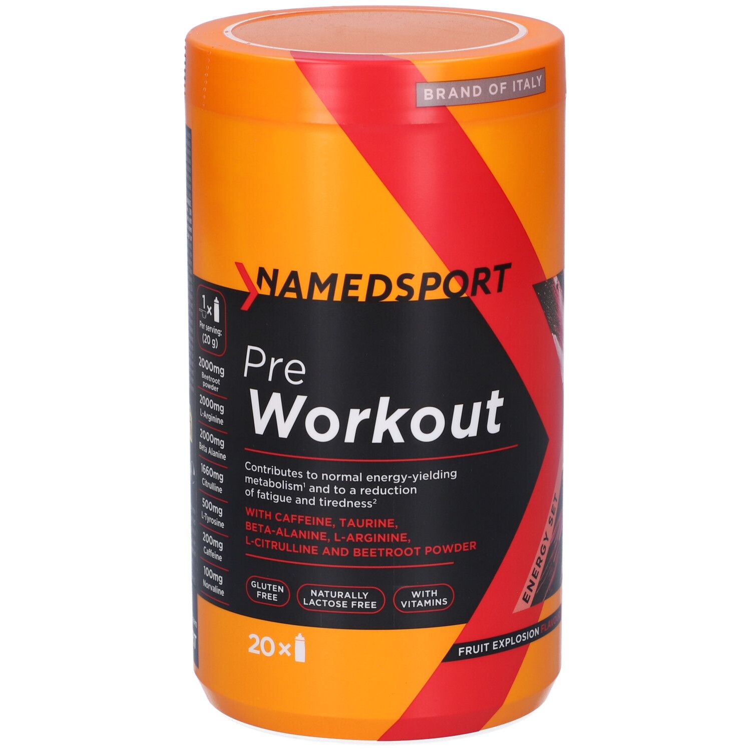 NamedSport Pre Workout Polvere Solubile Gusto Fruit Explosion - Risparmia il 10% con il codice: named0926